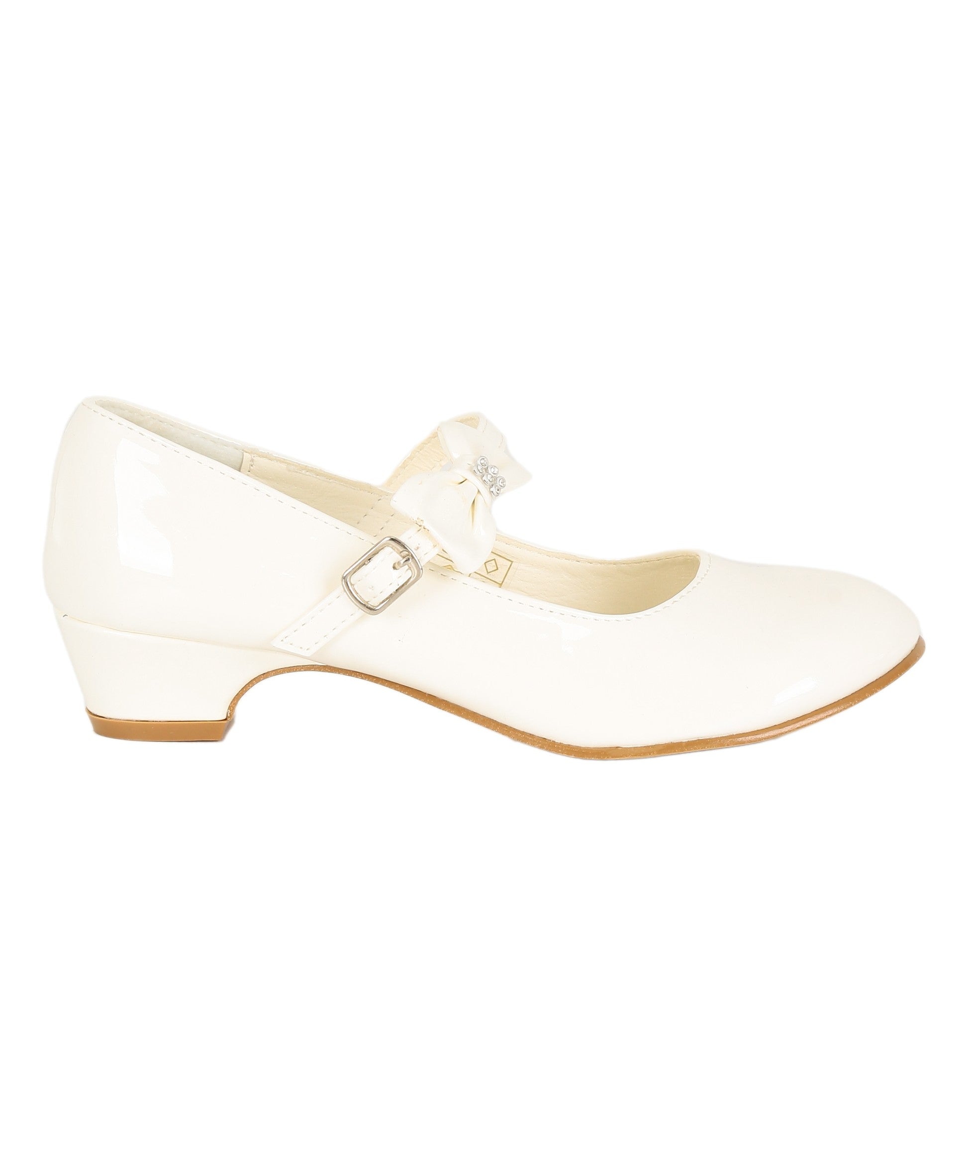 Girls Medium Heel Patent Mary Jane Shoes -DANIELLE - Ivory