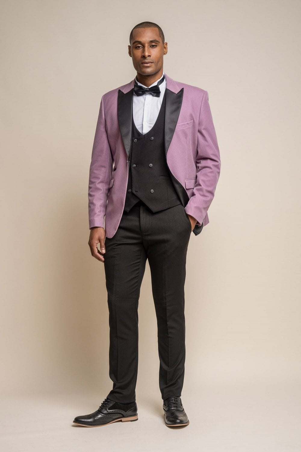 Men's Slim Fit Velvet Tuxedo Blazer - ROSA - Lavender