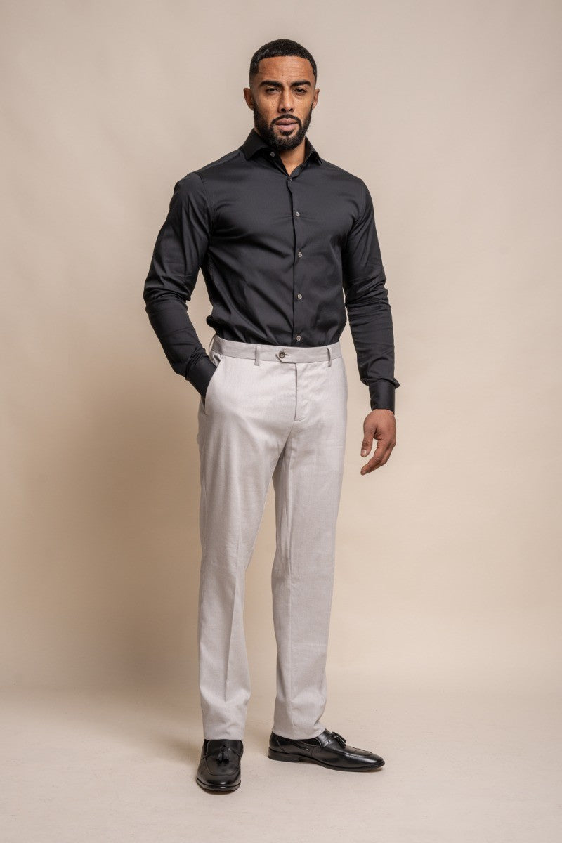 Men's Slim Fit  Linen Trousers  - ALVARI - Stone