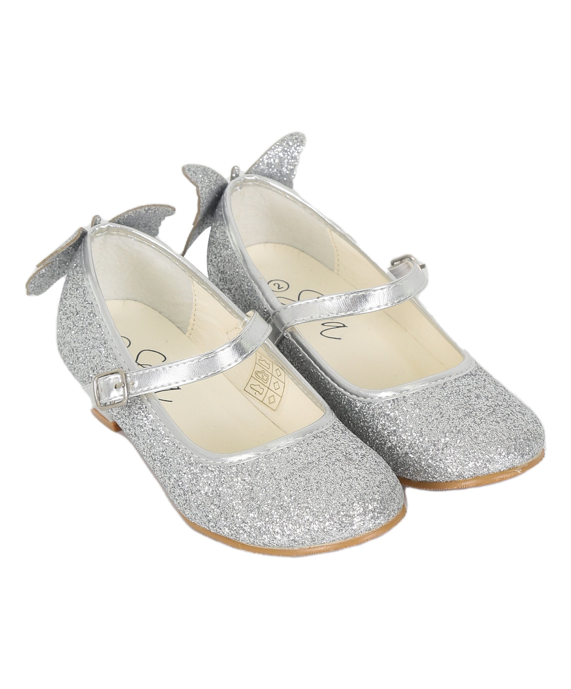 Girls' Sparkly Medium Heel Mary Jane Ankle Strap Shoes - ANNA - Silver