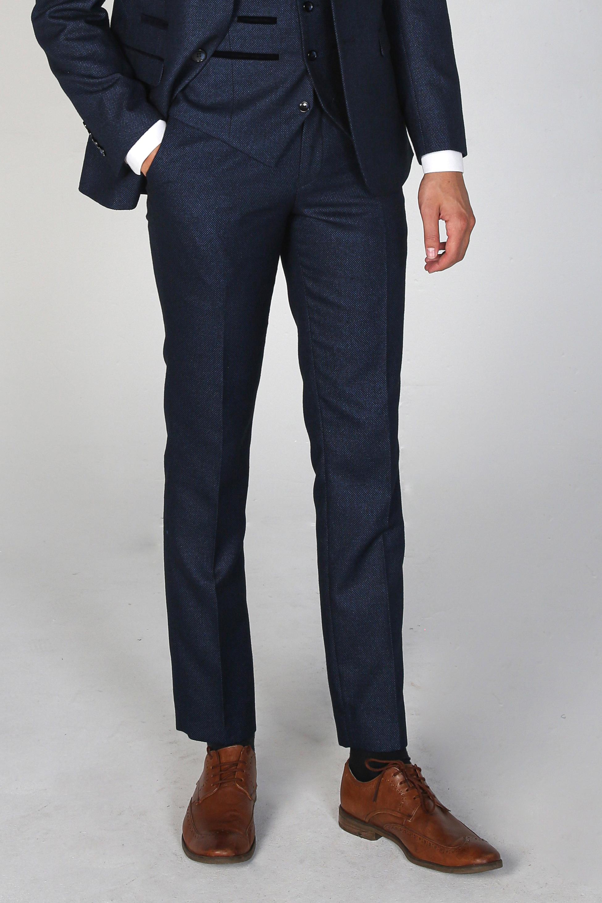 Men's Textured Formal Navy Blue Suit - ARTHUR - Navy Blue