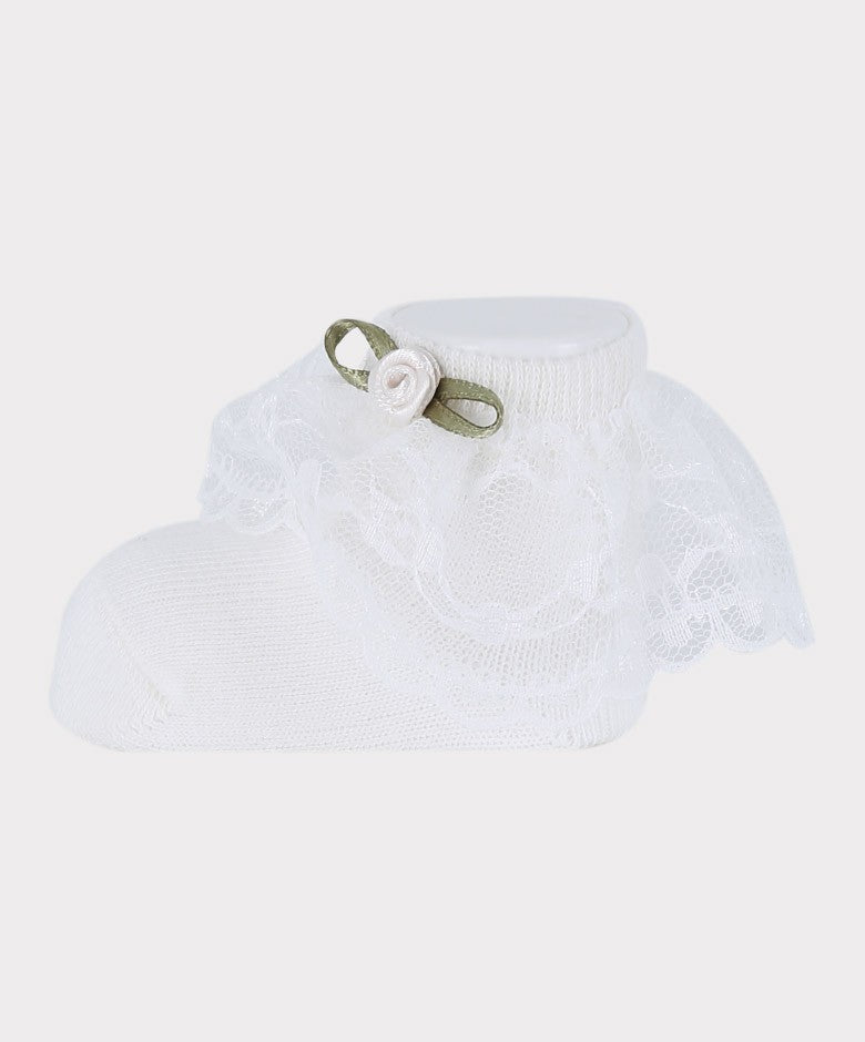 Baby Girls Headband and Socks Set - Ivory