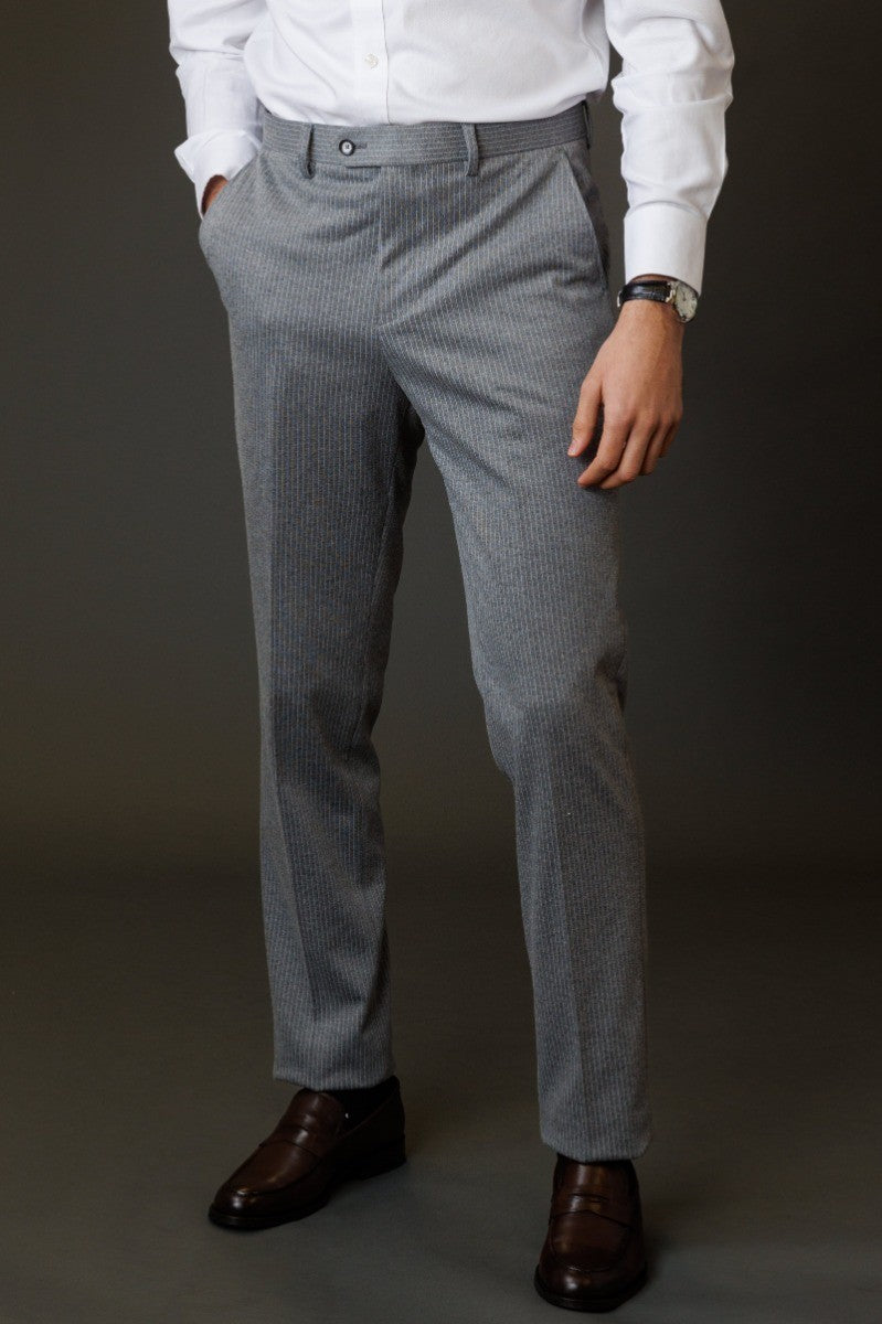 Men's Double Breasted Pinstripe Suit - JAYCE Grey - Grey