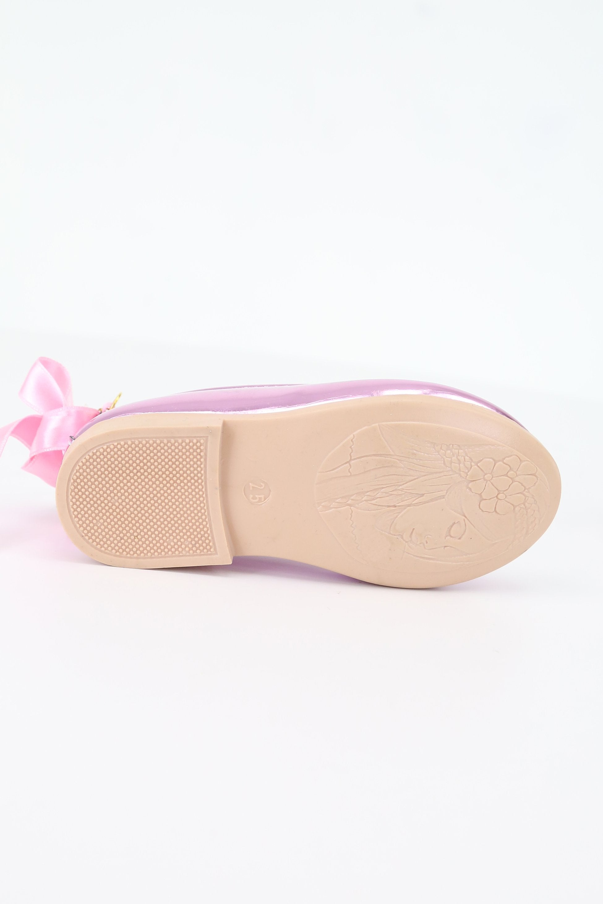 Girls Pearls & Ribbon Slip on Patent Mary Jane Shoes - TEAN - Pink