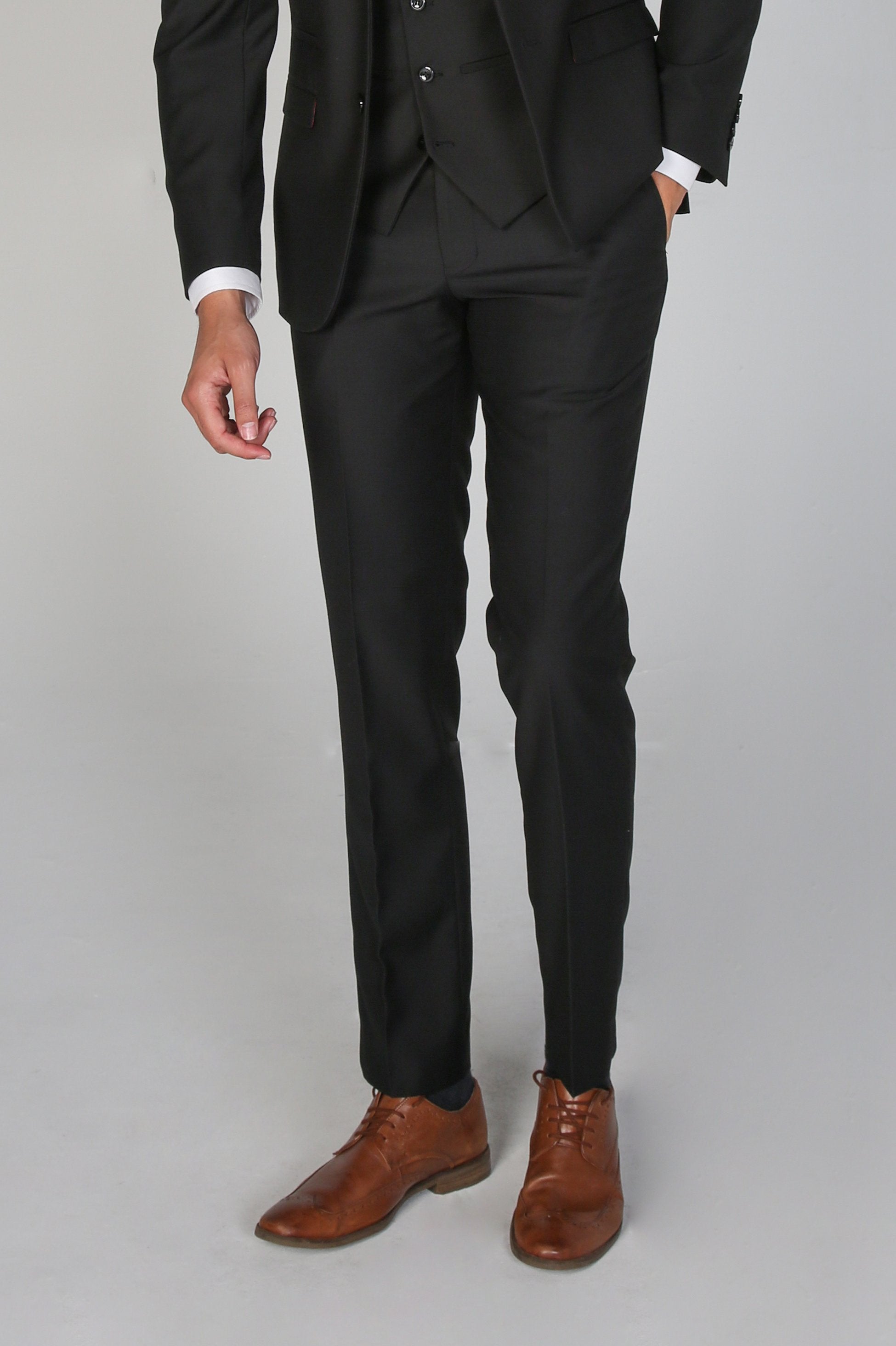 Men's Tailored Fit Black Trousers - PARKER - Black