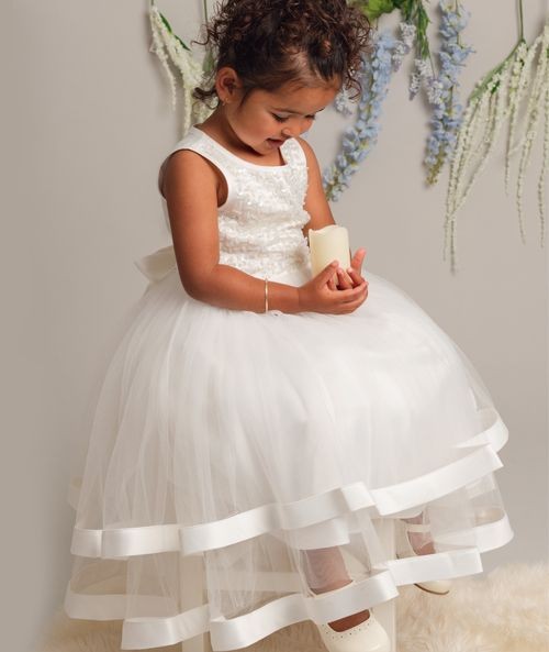 Ivory Sequin and Tulle Dress for Girls and Babies – JORJA - Ivory