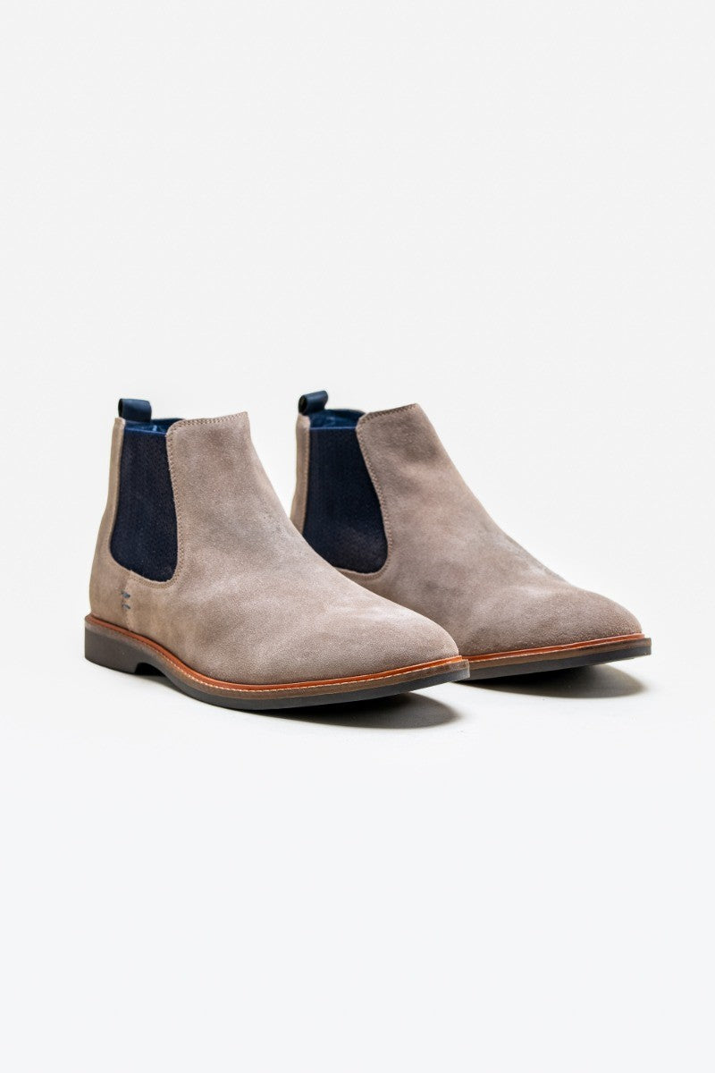 Men's Suede Low Ankle Slip On Chelsea Boots - ARIZONA - Stone Beige