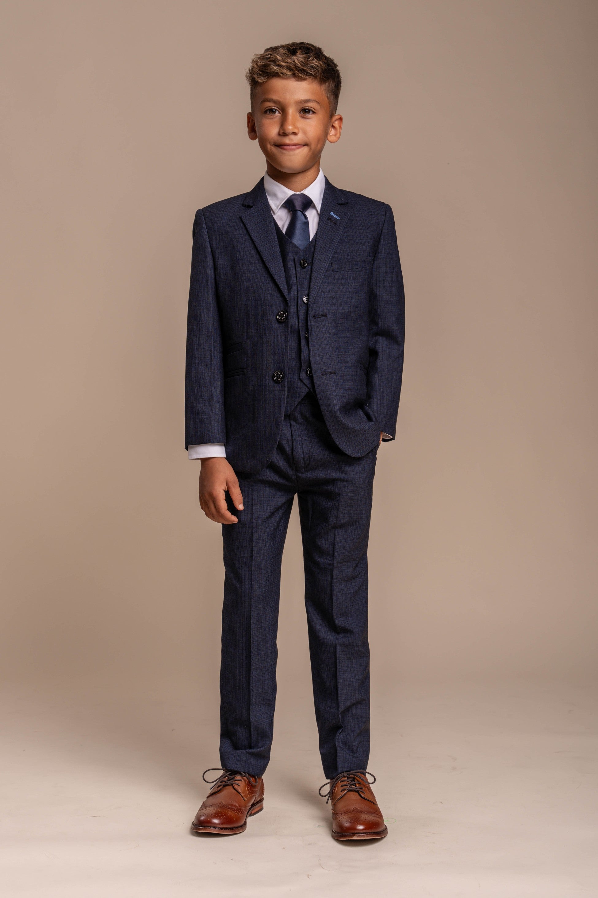 Boys Slim Fit Navy Suit - SEEBA - Navy Blue