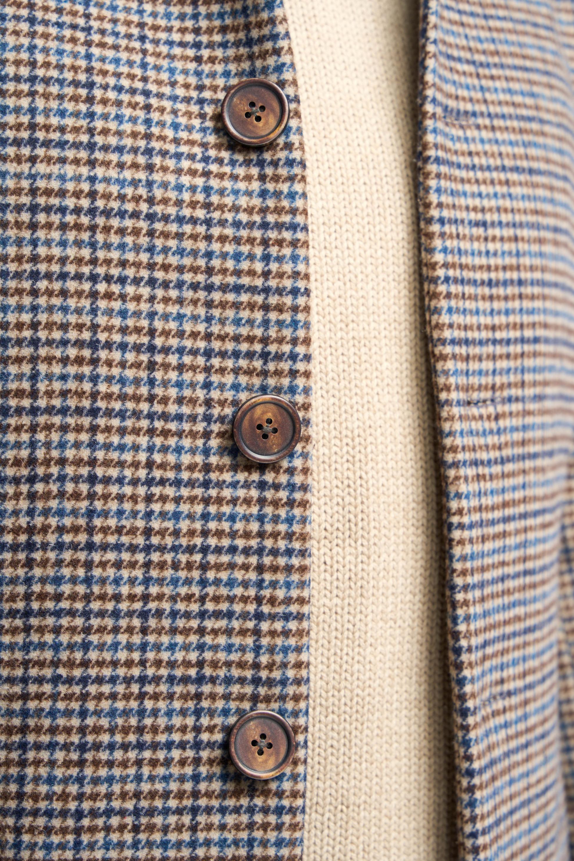 Men’s Tan Houndstooth Check Coat - Eddie - Tan