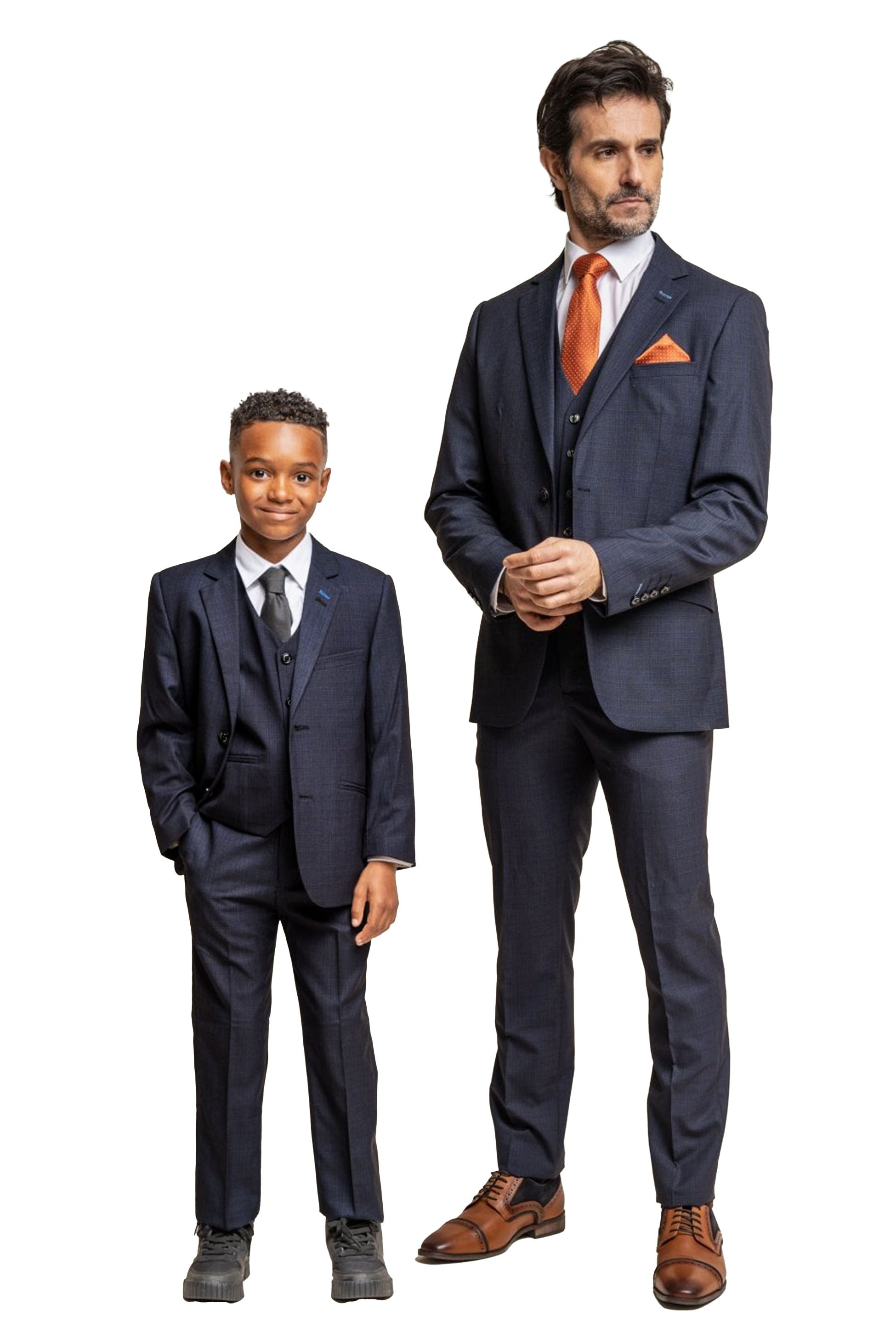 Boys Slim Fit Navy Suit - SEEBA - Navy Blue