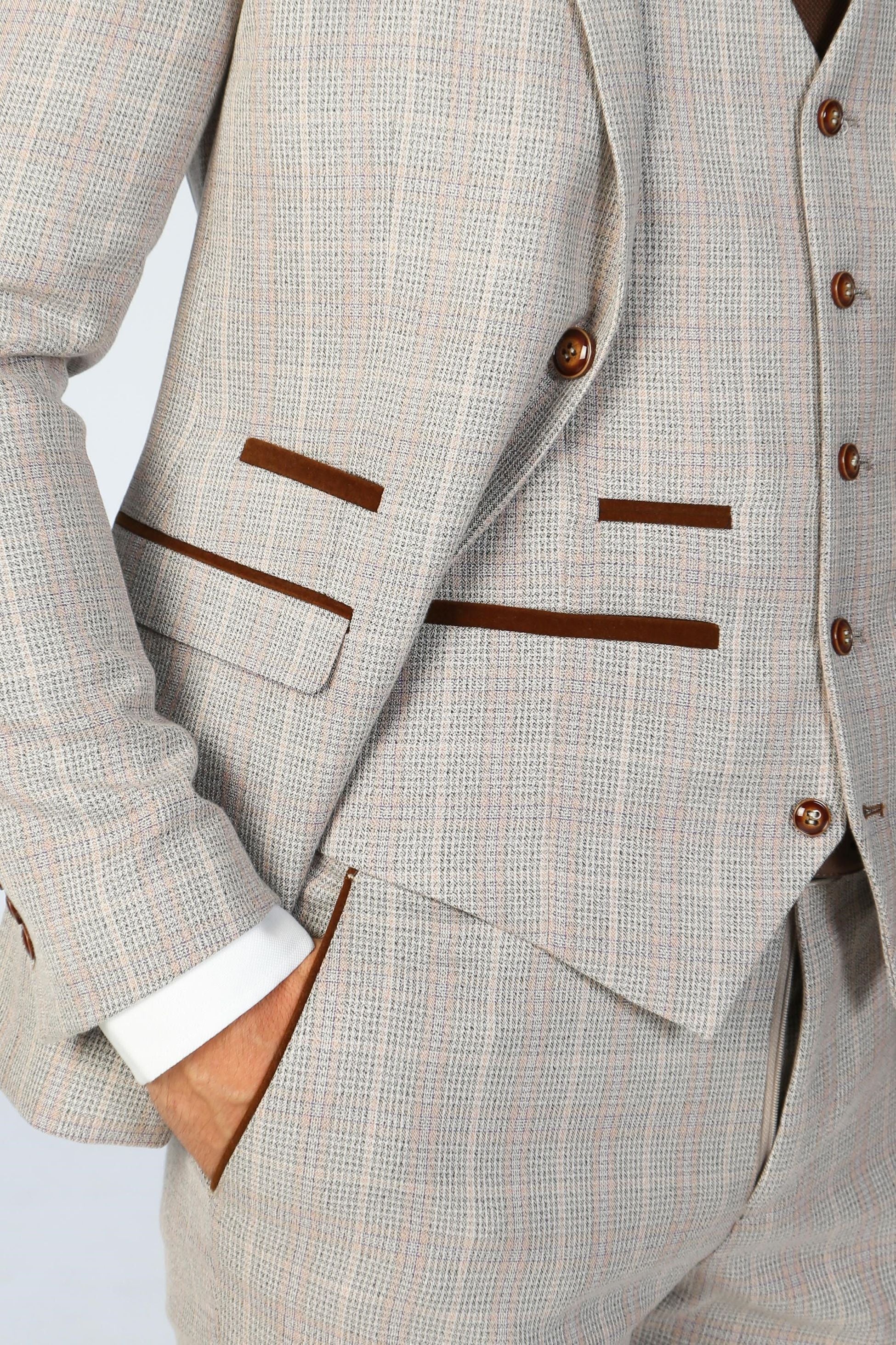 Men’s Tailored Fit Check Suit – LEO - Beige