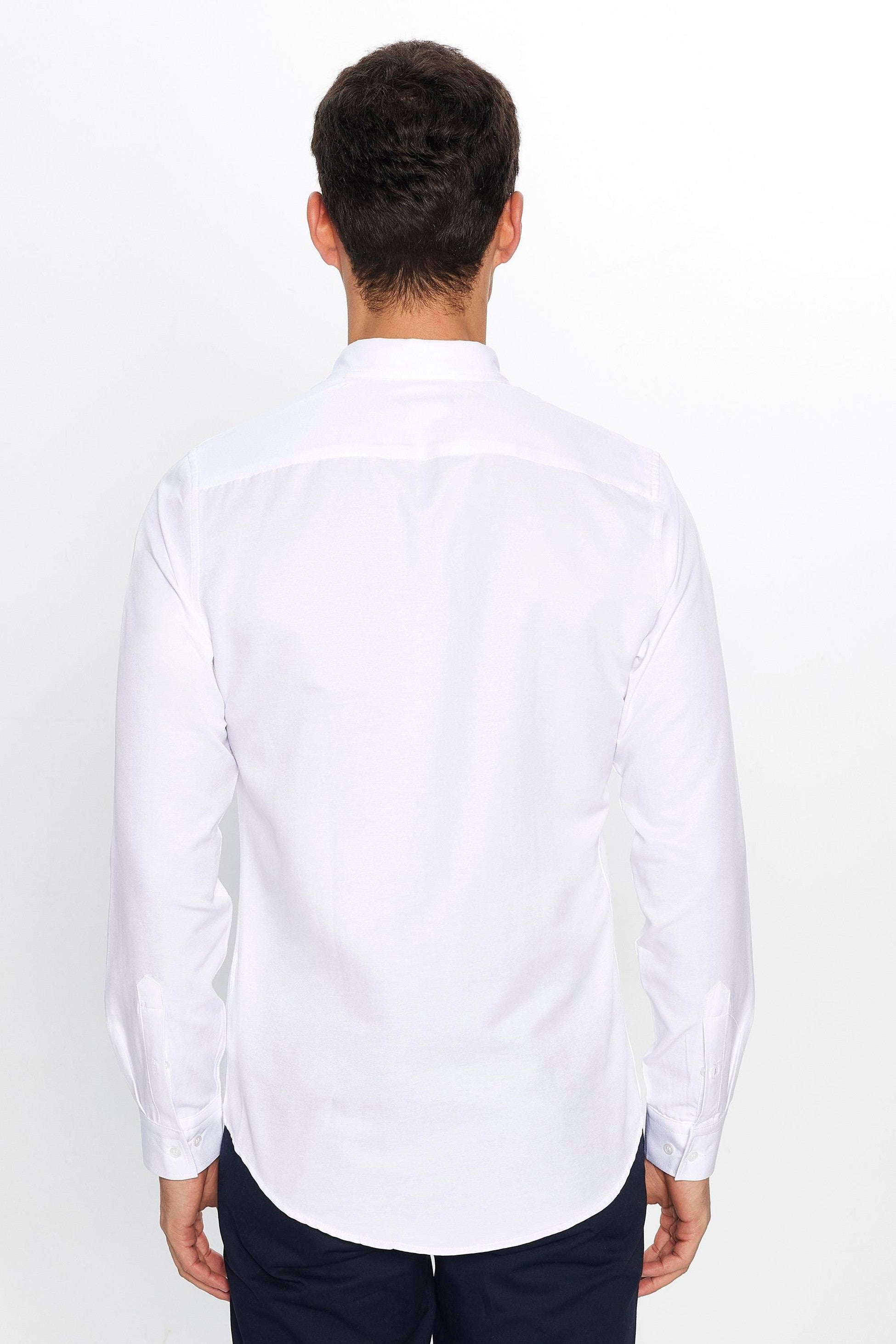 Men's Slim Fit Cotton Button-Down Oxford Shirt - GABARDIN - White