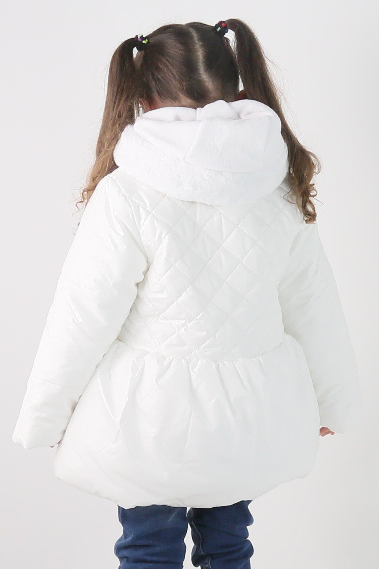 Baby & Girls' Quilted Hooded Puffer Coat - SASHA - White