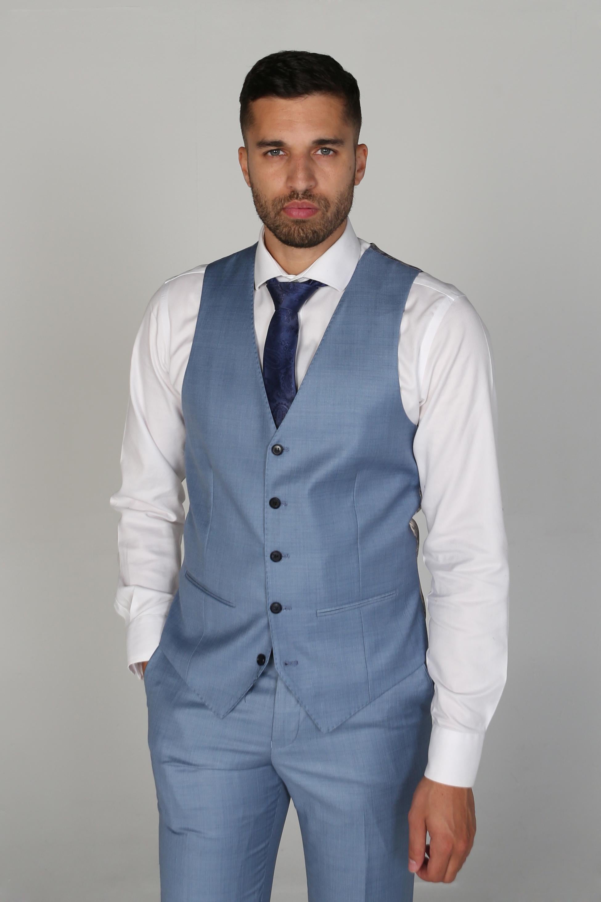 Men's Tailored Fit Formal Waistcoat  - CHARLES - Blue