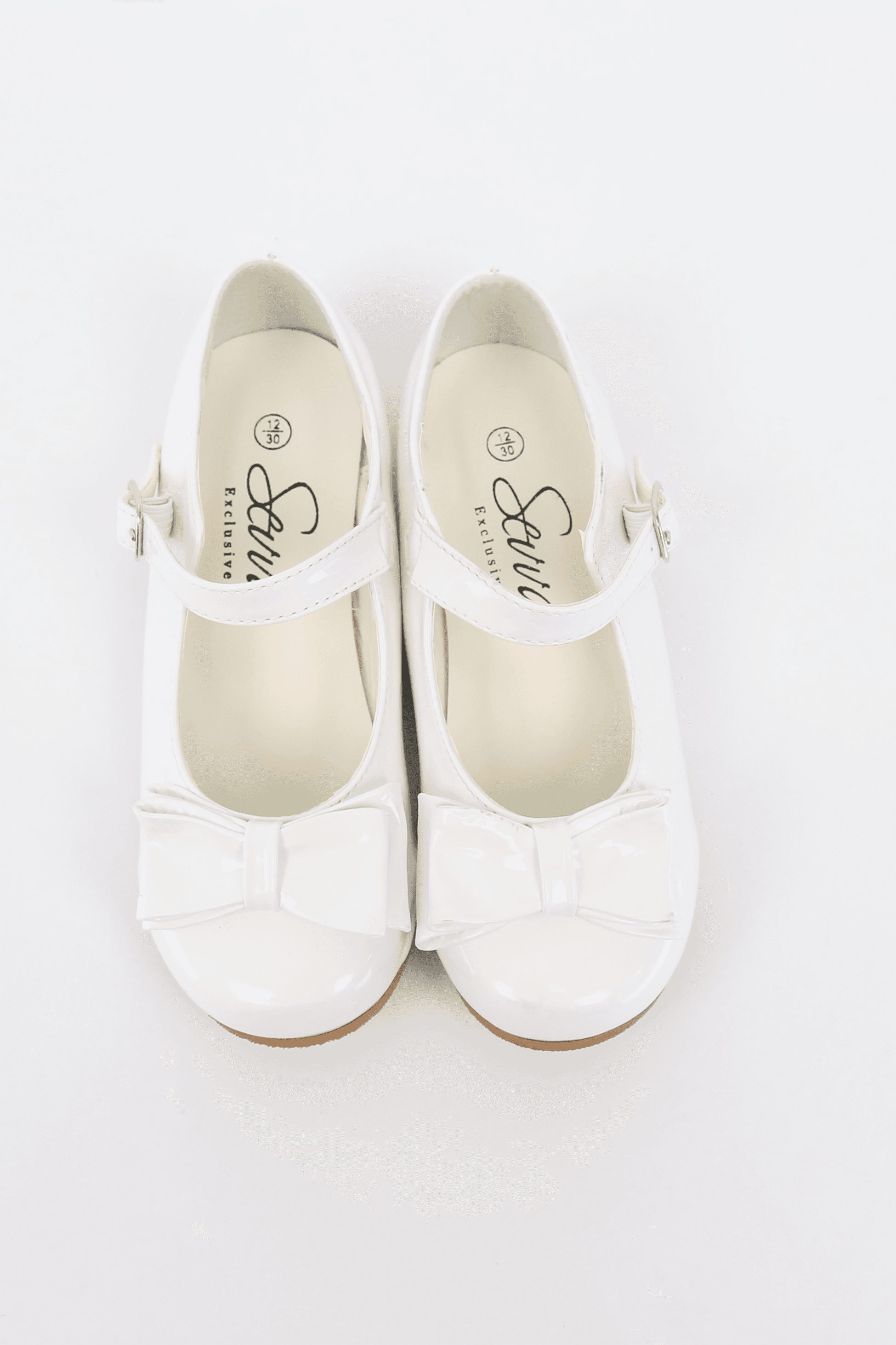 Girls Patent Mary Jane Shoes with Bow – LIYA - White