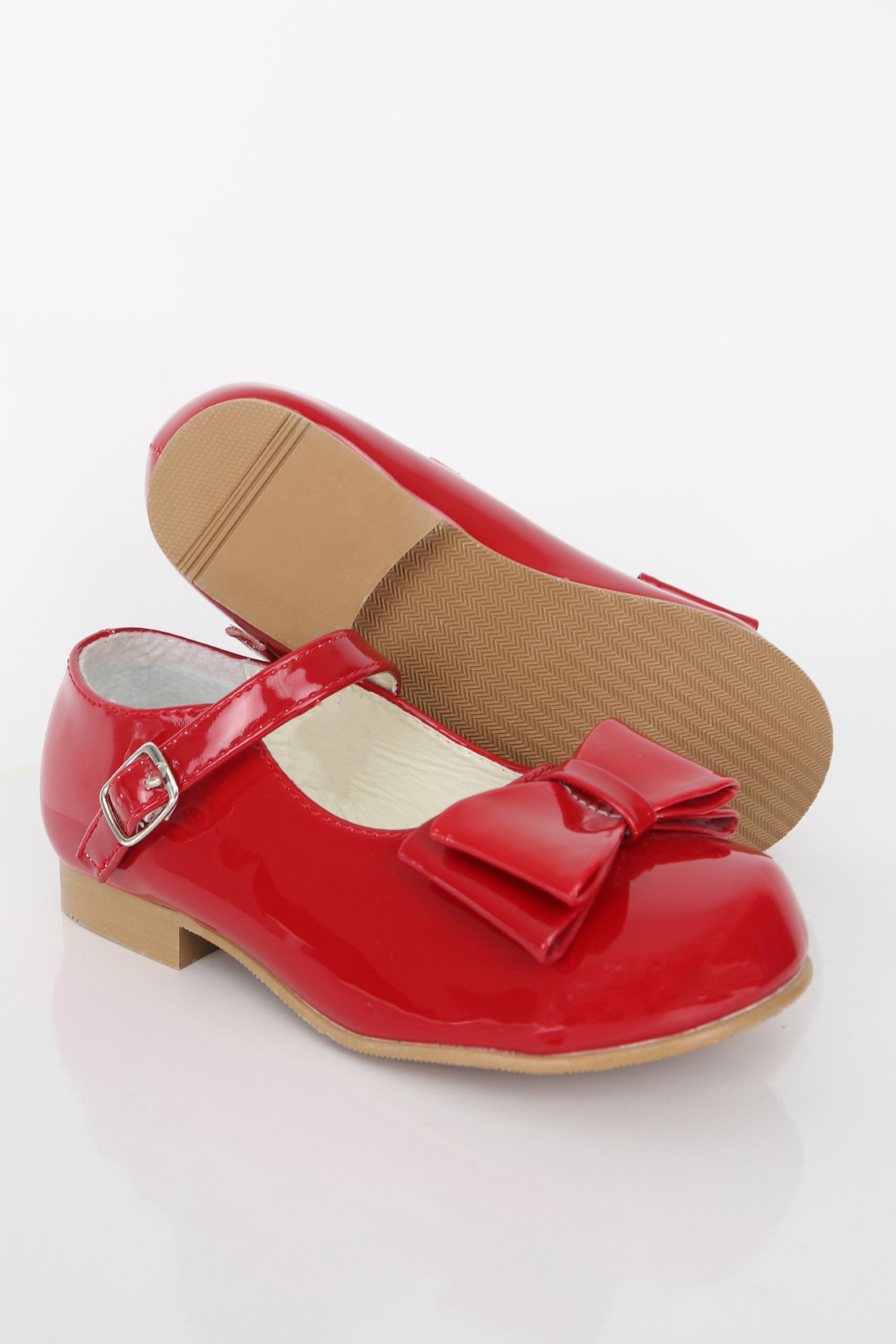 Girls Patent Mary Jane Shoes with Bow – LIYA - Red