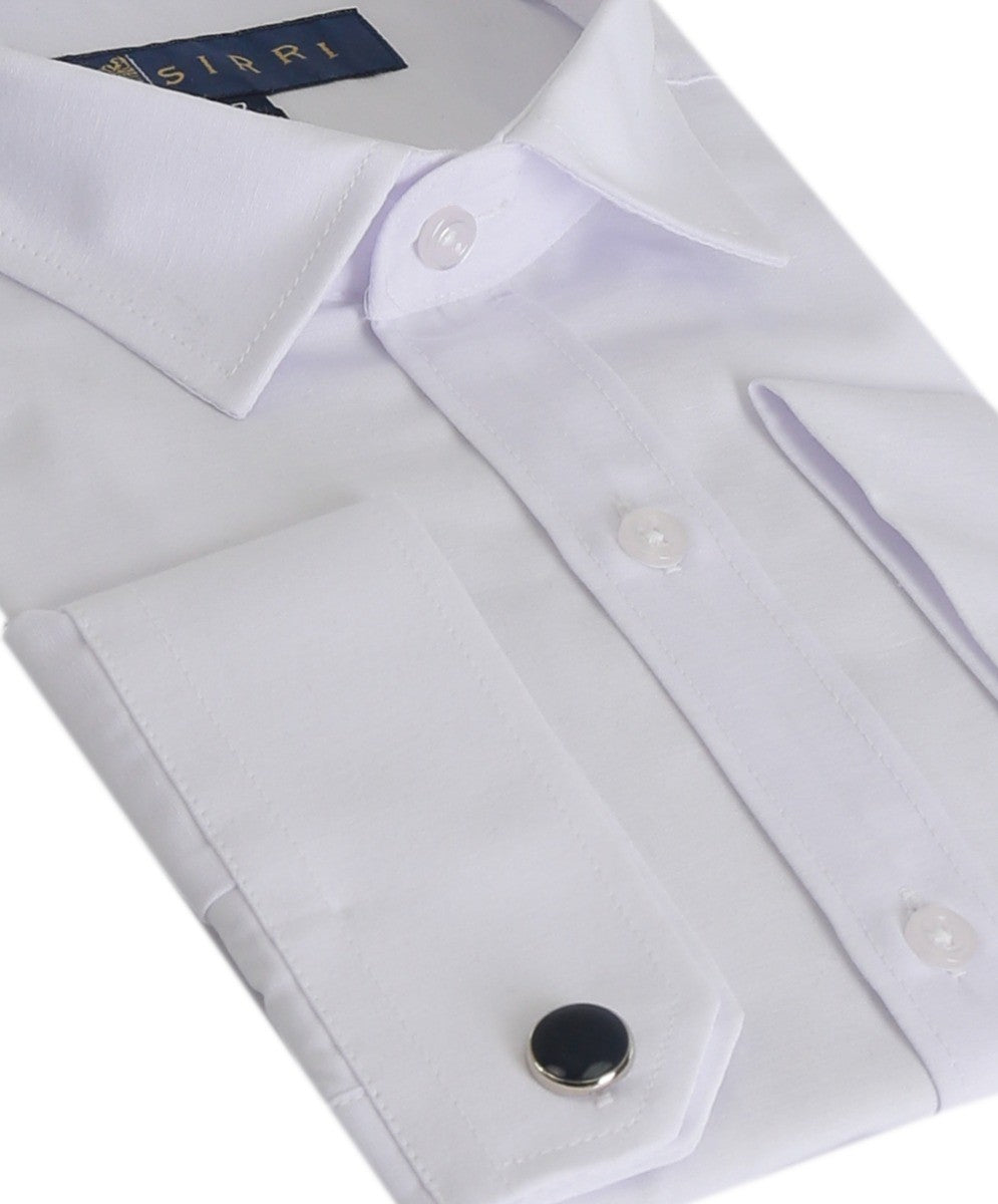 Boys Slim Fit Cufflink Dress Shirt - White