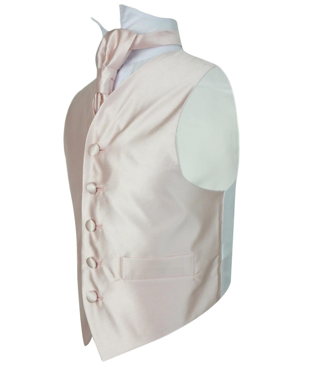 Boys Satin Waistcoat & Adjustable Cravat Set - Pink