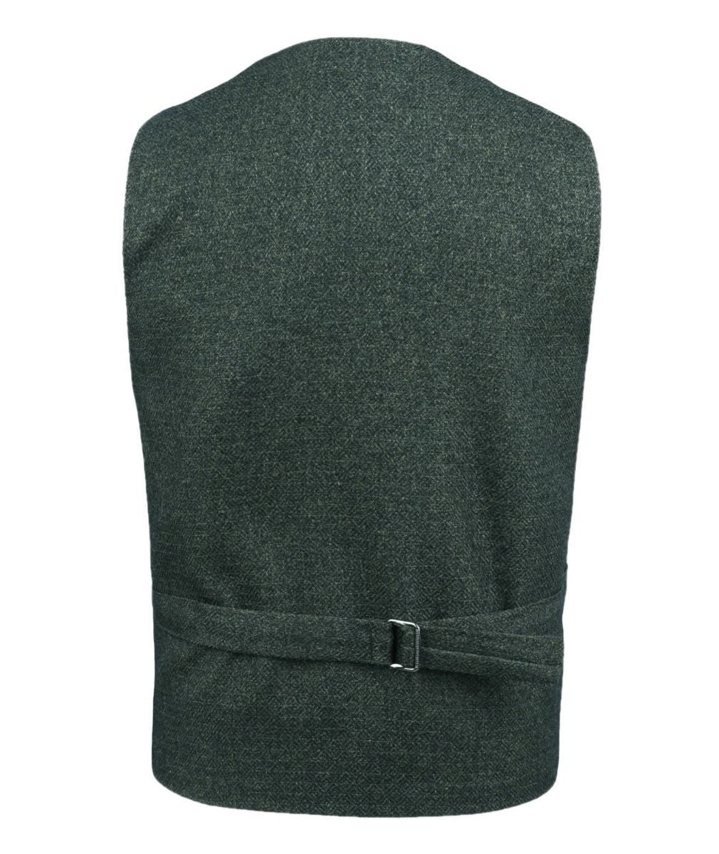 Men's and Boys Herringbone Tweed Double-breasted Waistcoat - ALPINI - Green