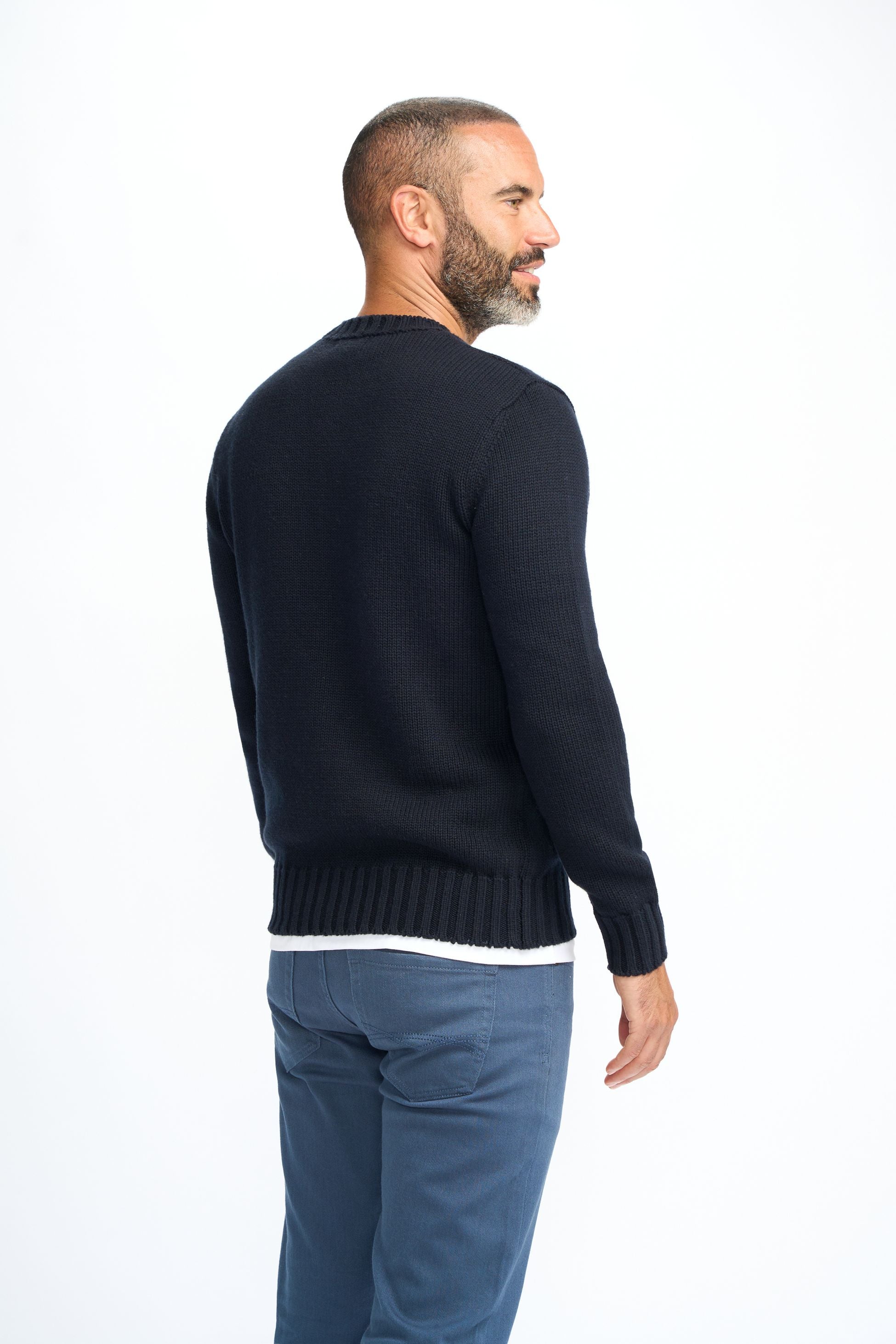 Men’s Classic Knit Pullover Jumper - FARREL - Navy Blue