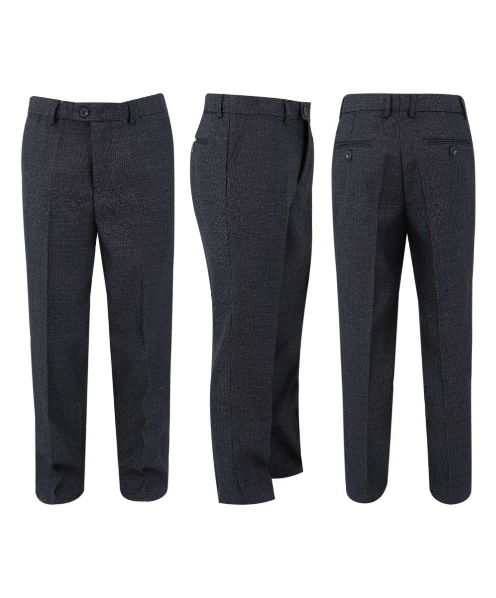 Boy Tweed Tailored Fit Husky Sizes Suit - JONATHAN Charcoal - Charcoal Grey