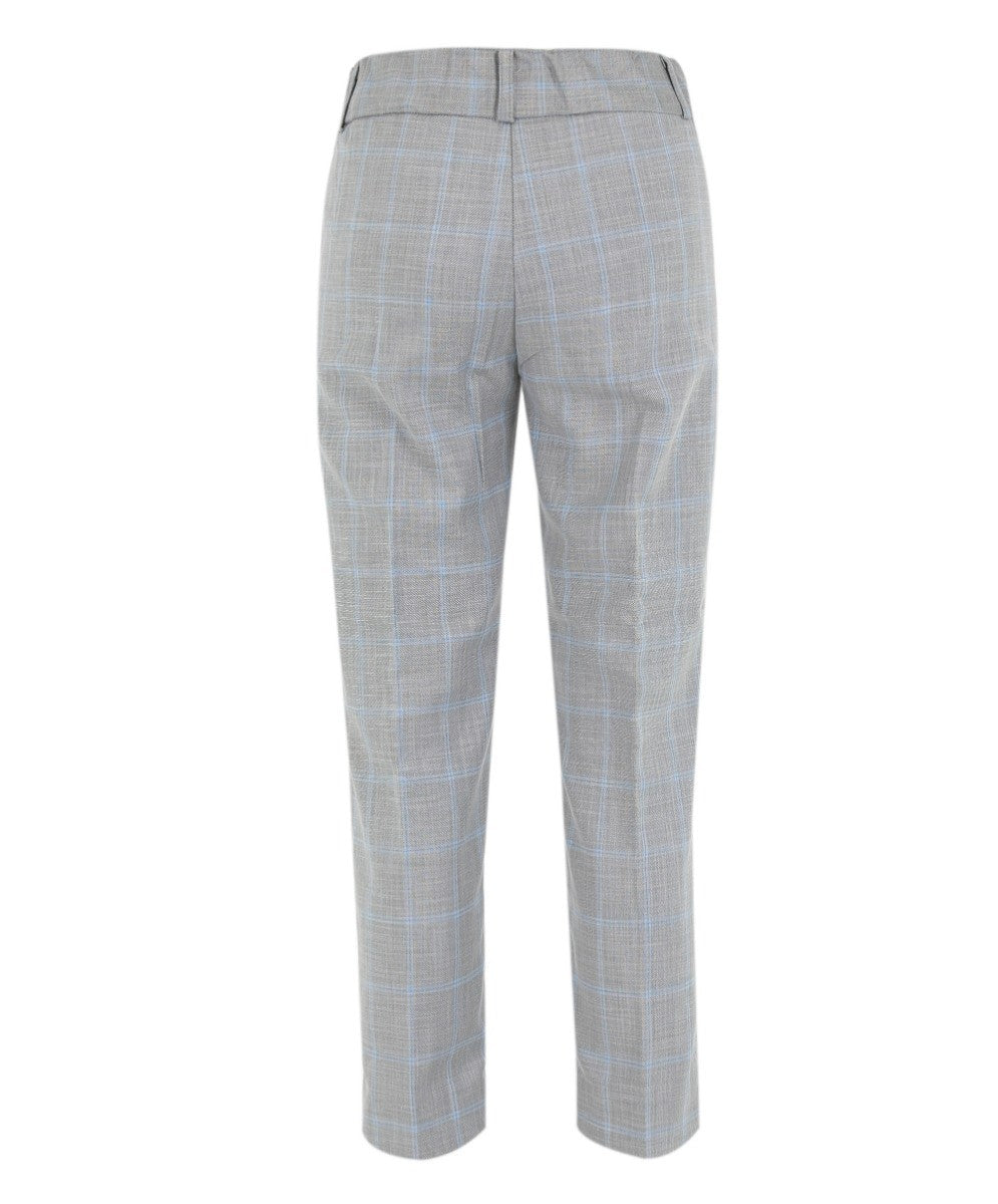 Boys Windowpane Check 6 Piece Suit Set - Grey