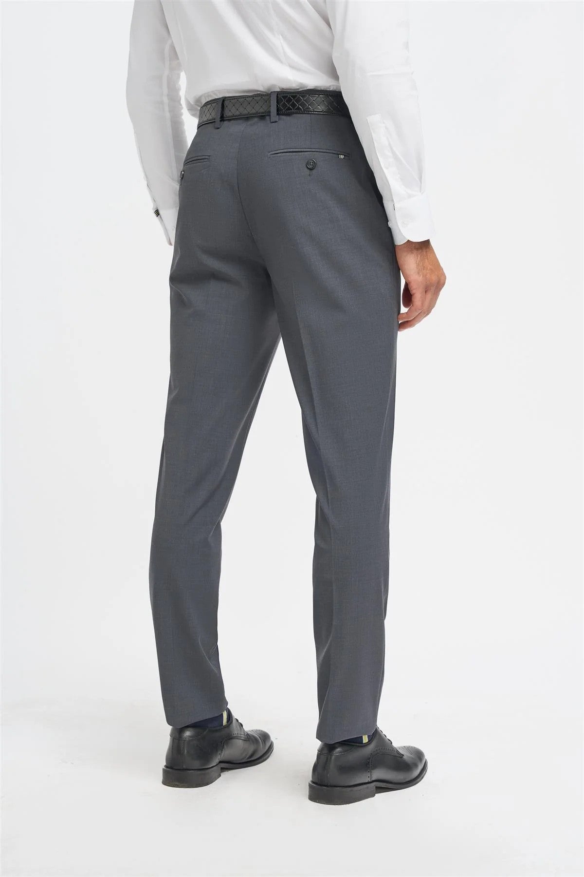 Men's Wool Blend Slim Fit Suit - BOND - Charcoal Grey