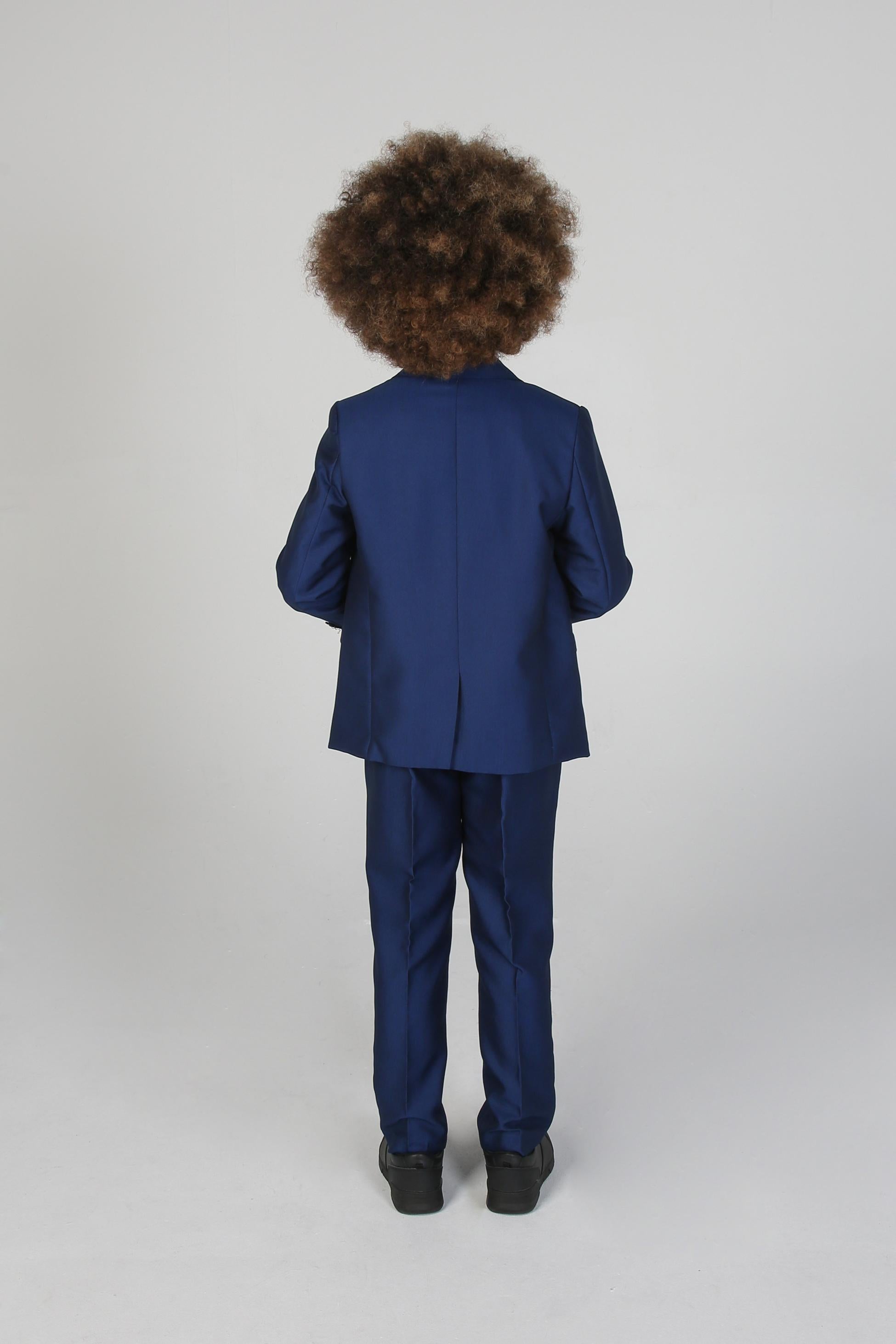 Boys Tailored Fit Sheen Effect Blue Suit - KINGSLEY - Royal Blue