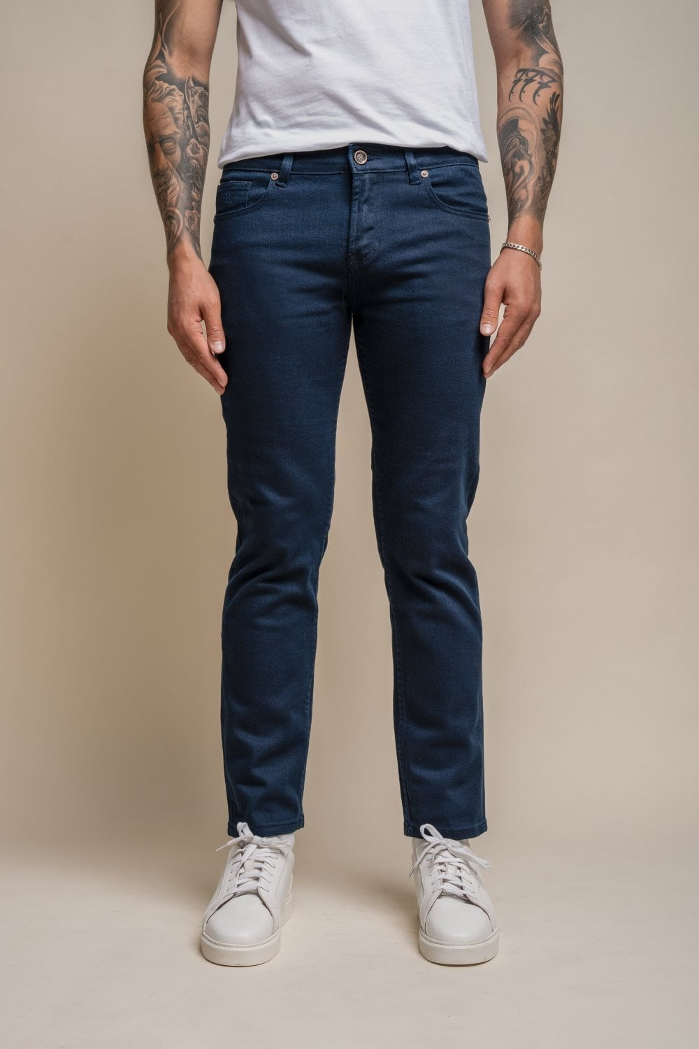 Men's Cotton Slim Fit Stretch Denim Jeans - MILANO - Navy Blue