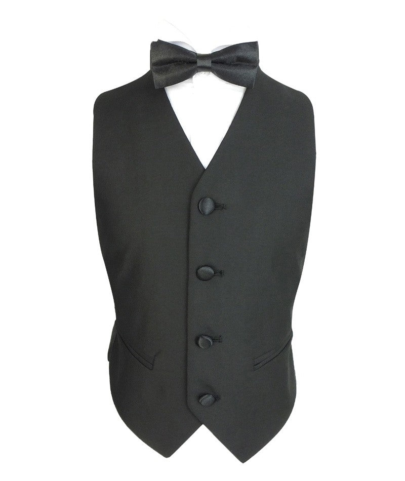 Boys Slim Fit Piping Tuxedo Dinner Suit - Black