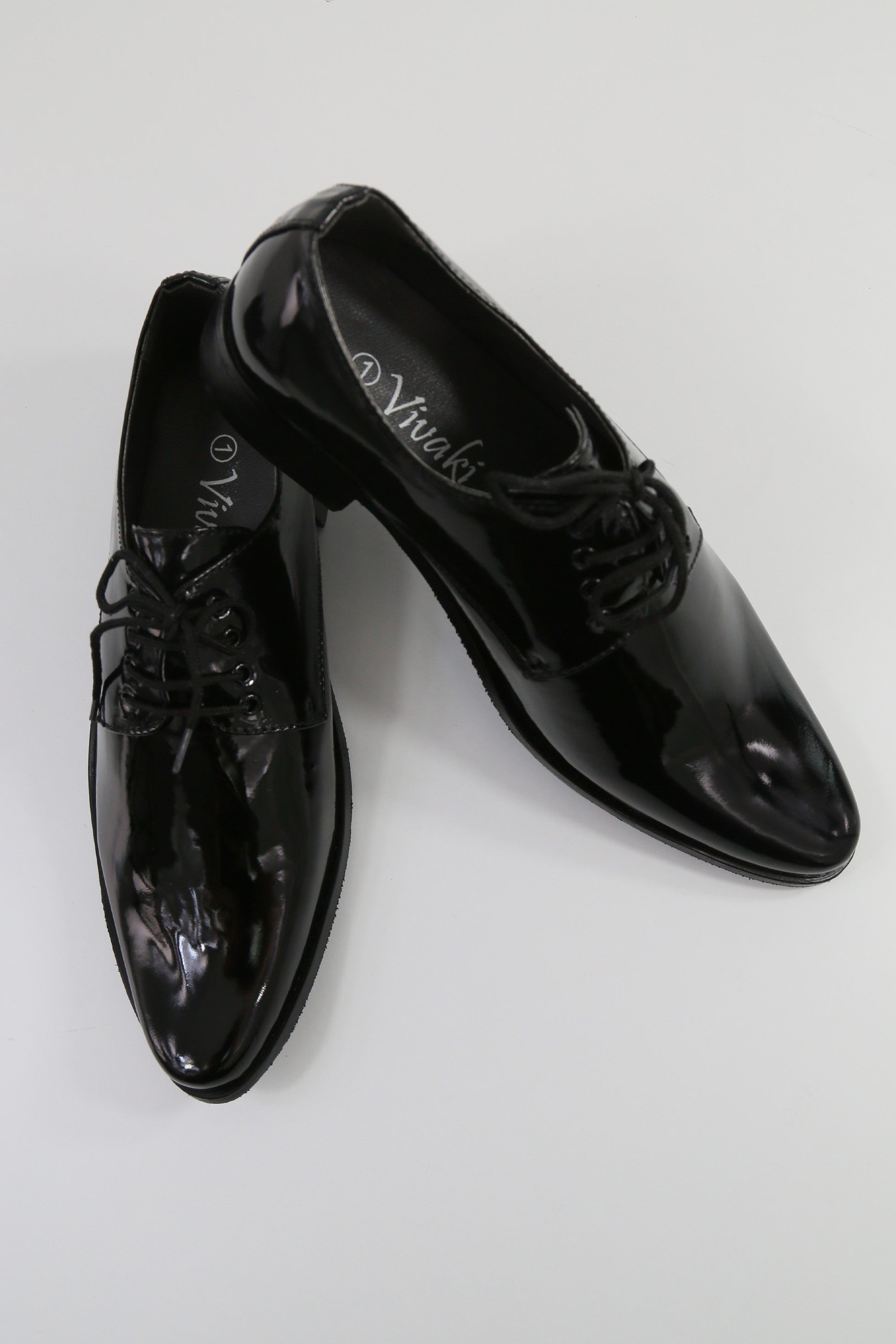 Boys Patent Leather Derby Shoes - GEORGE - Black