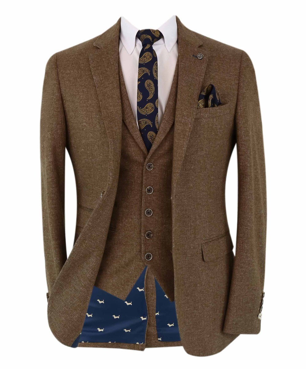 Men's Twee-like Suit - NATHAN Brown - Light Brown