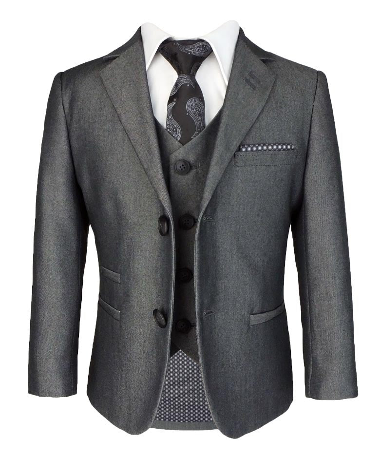 Boys Slim Fit Dark Grey Suit - VERONA - Charcoal Grey