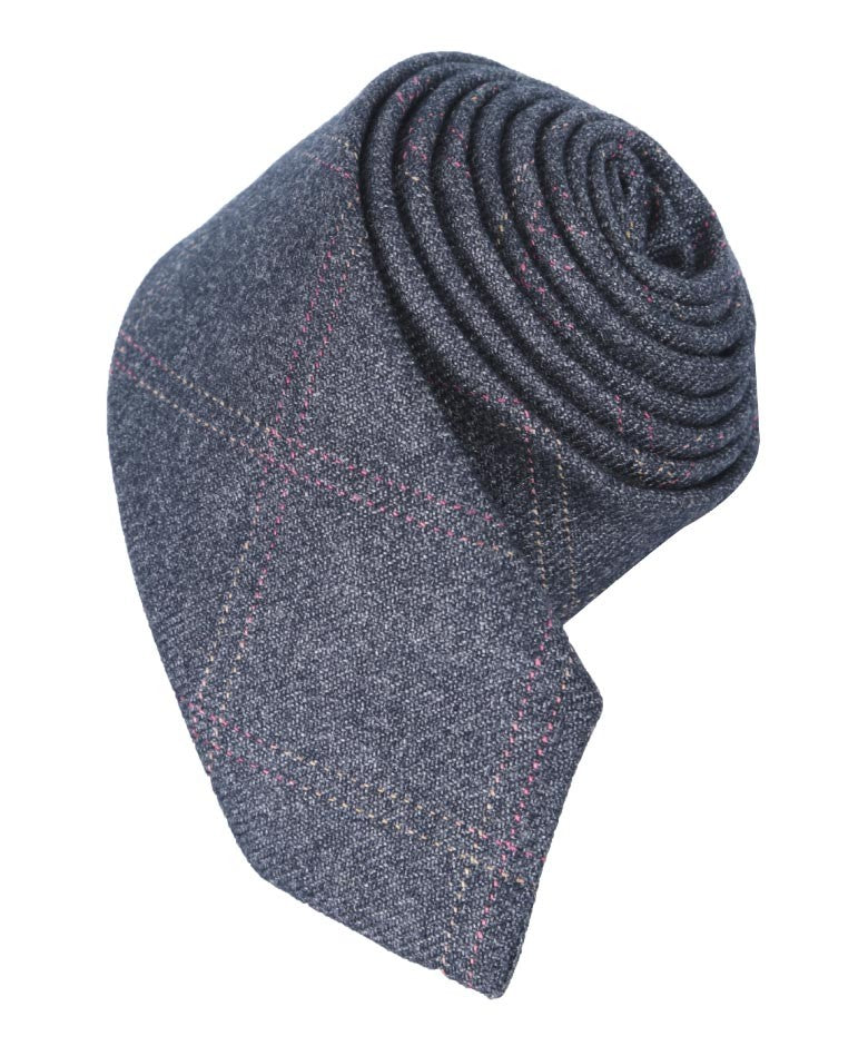 Boys & Men's Tweed Check Slim Tie Set - Charcoal Grey