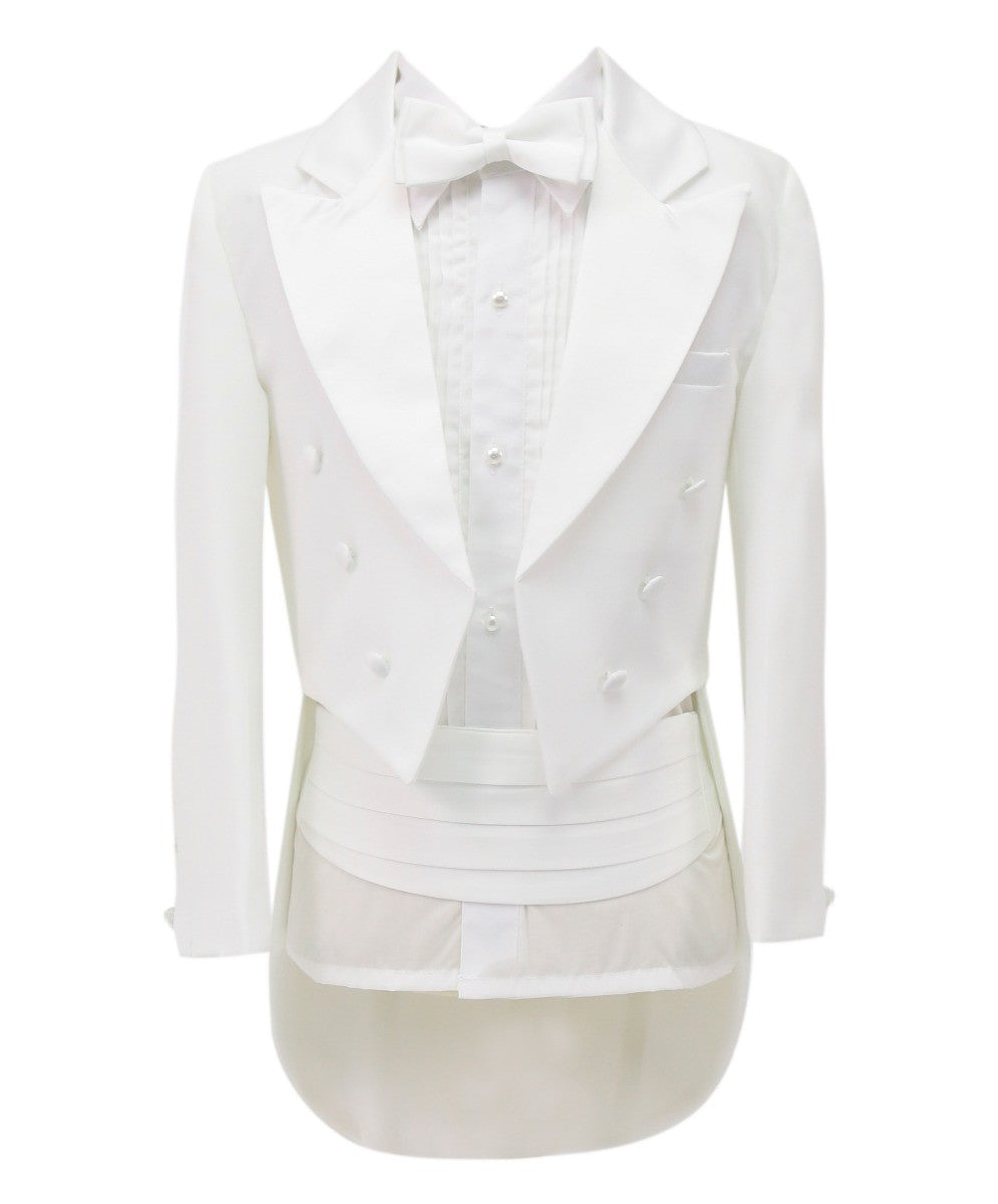 Boys Tuxedo Tail Suit - White