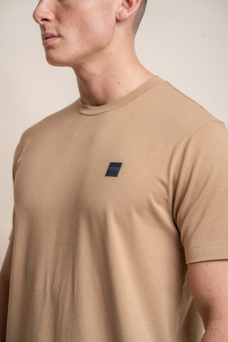 Men's Crew Neck Cotton T-Shirt - BOGART - Sand Beige