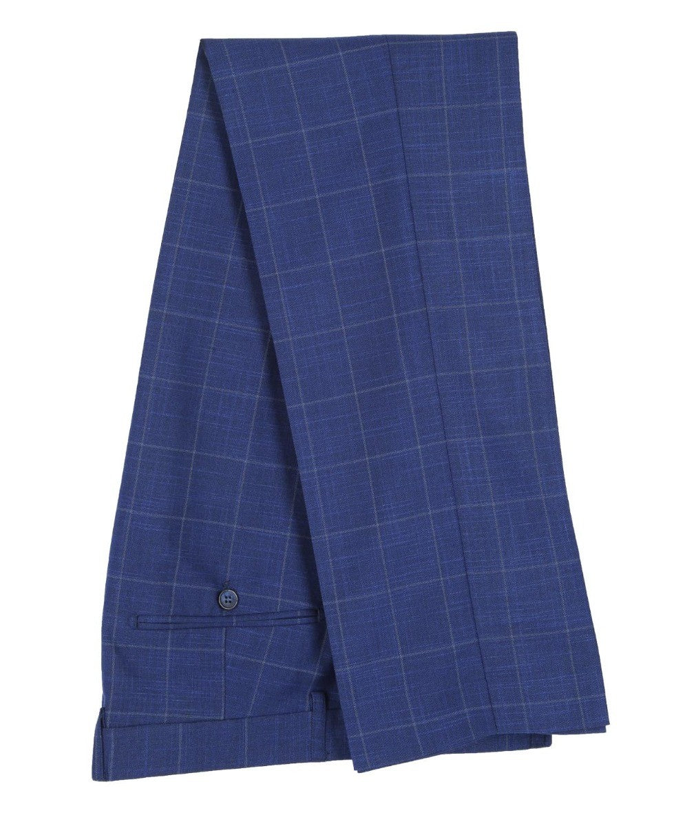 Men's Windowpane Check Trousers - ROVER Blue - Blue