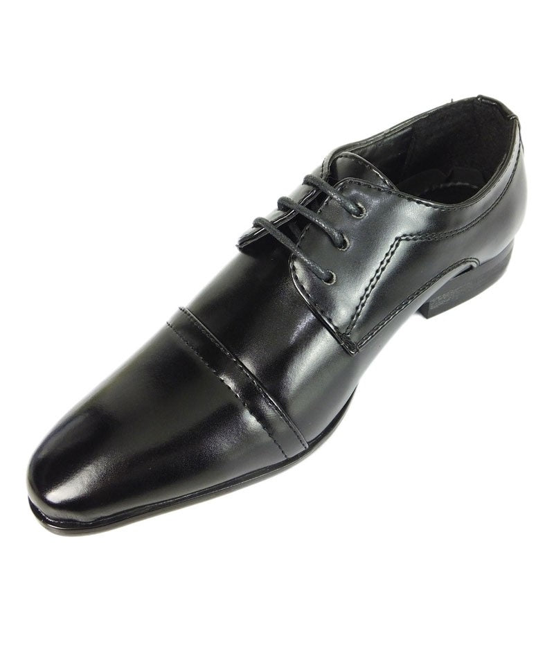 Boys Lace Up Black Formal Dress Shoes - Black