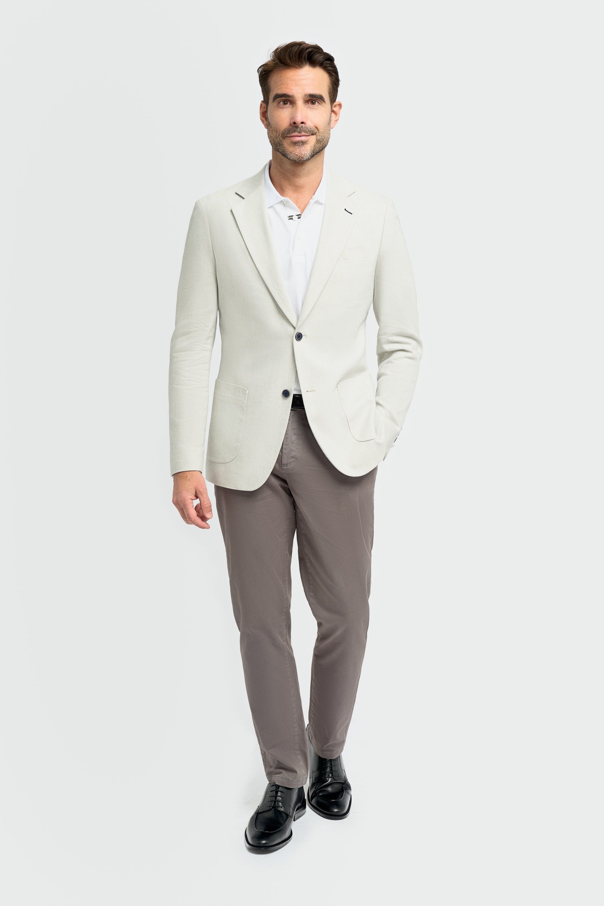 Men’s Linen Herringbone Patch Pocket Blazer - Luigi - Slate Grey