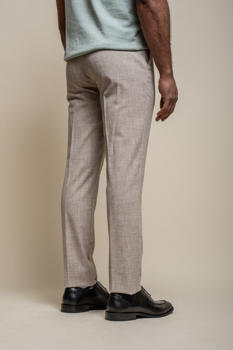 Men's Slim Fit Formal Trousers - TOKYO - Fawn Brown