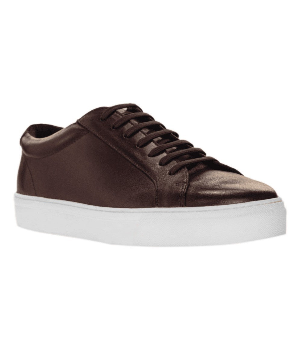 Men's Genuine Leather Lace Up Sneakers - Brown