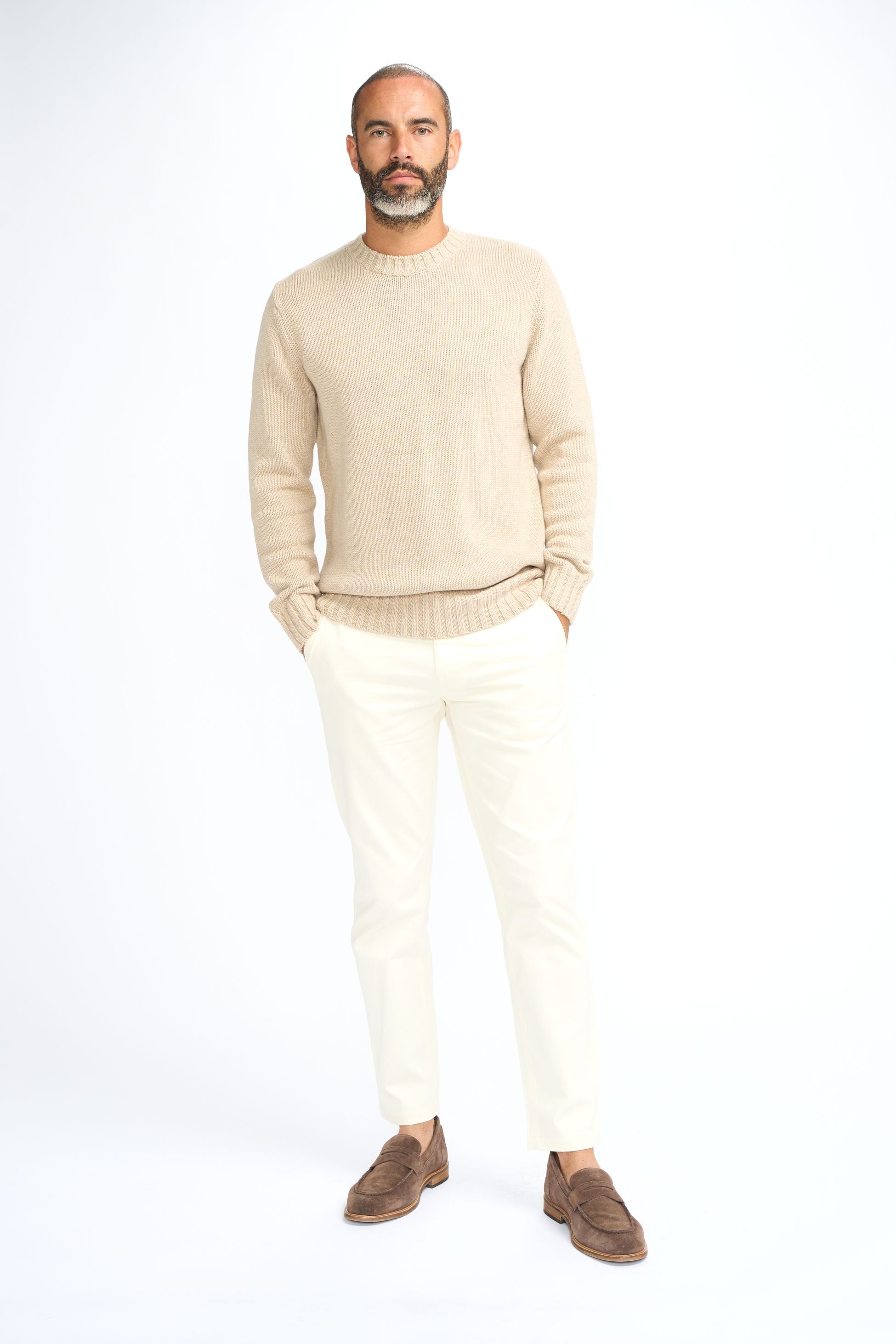 Men’s Classic Knit Pullover Jumper - FARREL - Fawn Brown