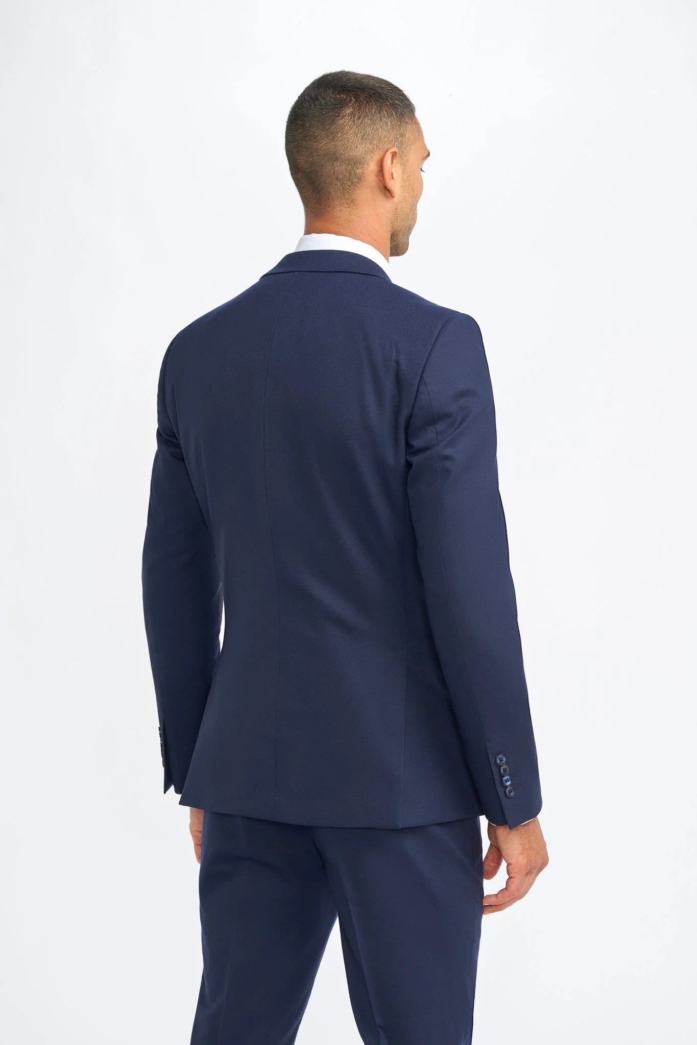 Men’s Wool Slim Fit Formal Suit Jacket - James - Navy Blue