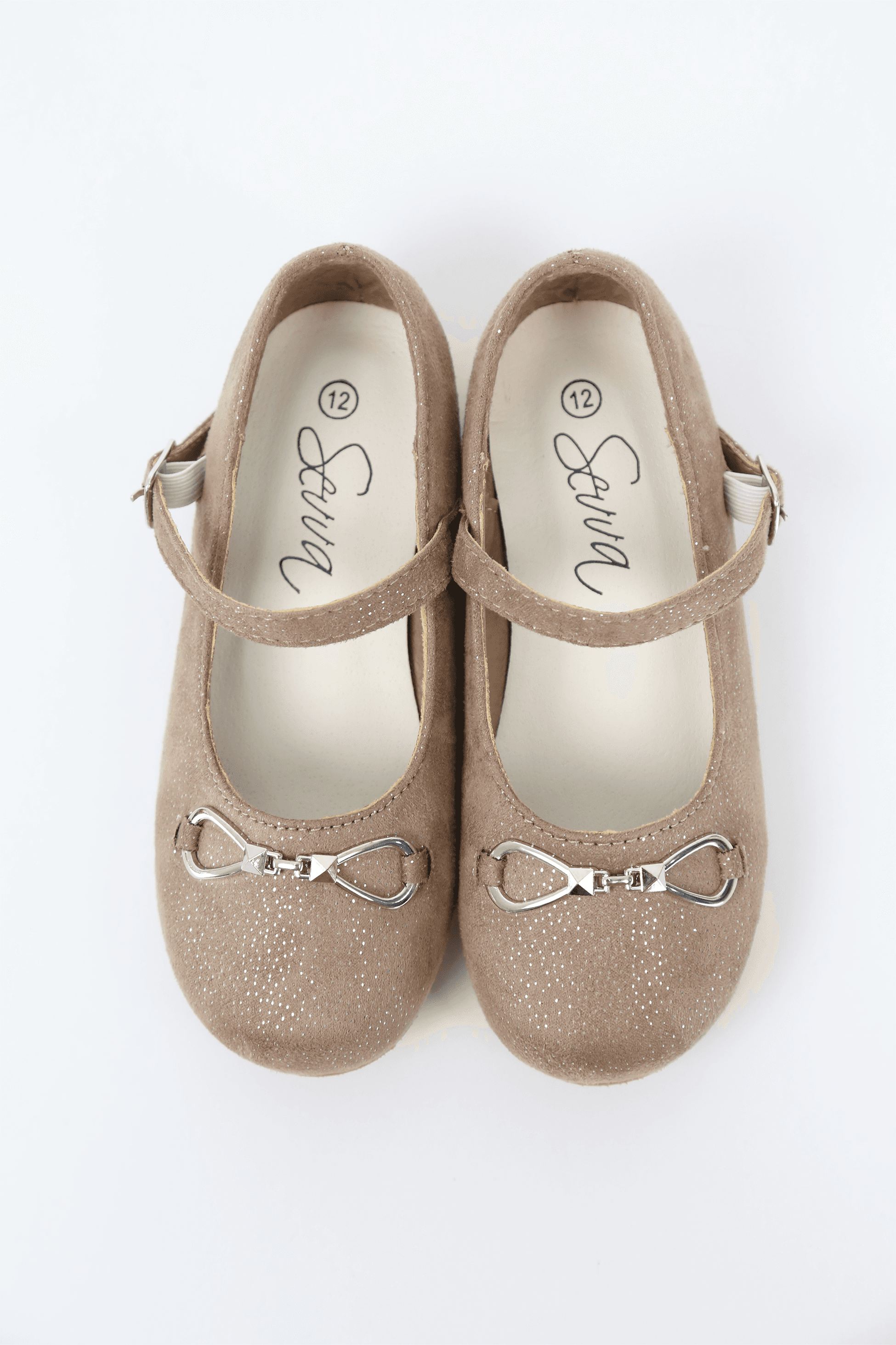 Girls' Suede Effect Glitter Buckle Mary Jane Shoes - HATTIE - Camel