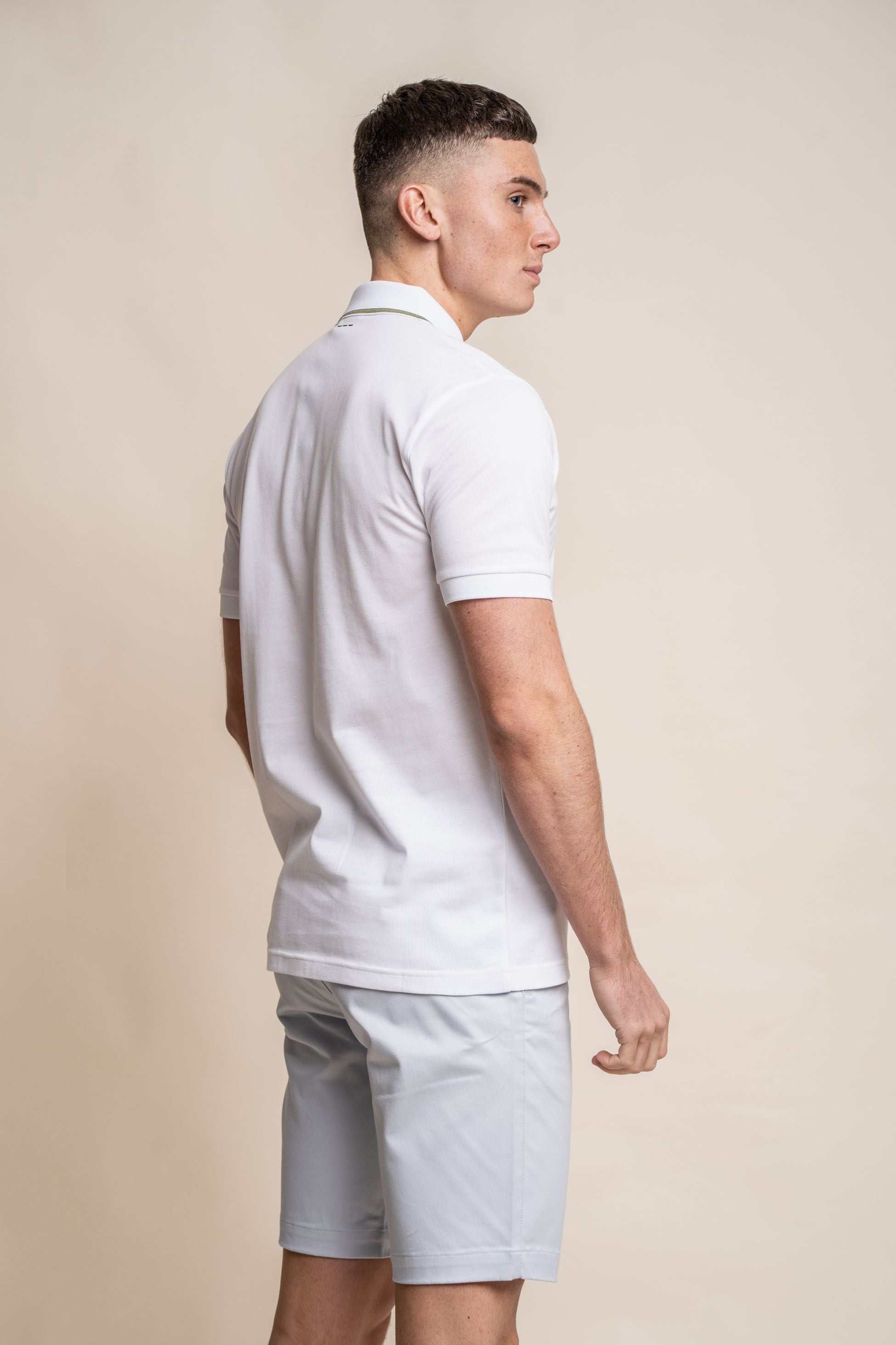 Men's Slim Fit Cotton Polo T-Shirt- FINLAY - White