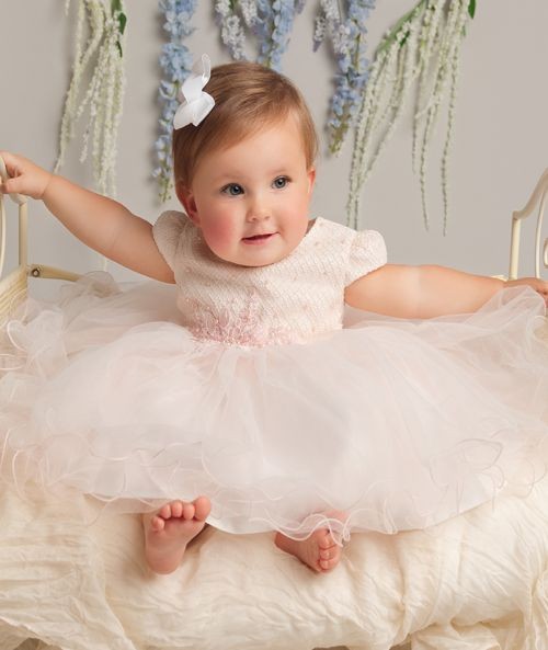 Girls & Babies Blush Pink Ruffled Edging Lace Dress – AMARA - Blush Pink