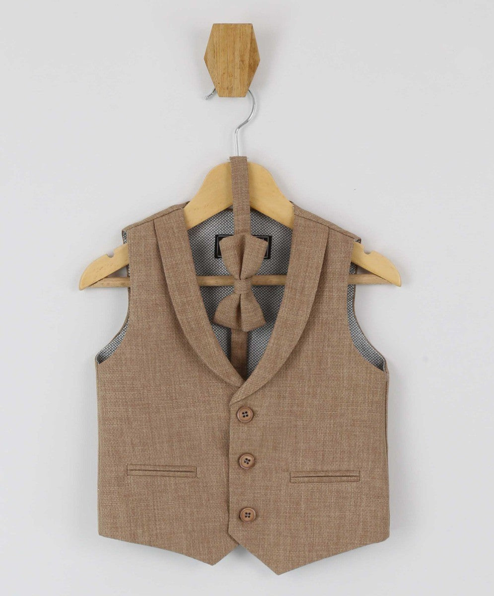 Boys Single-Breasted Waistcoat Set - POLPERRO - Beige