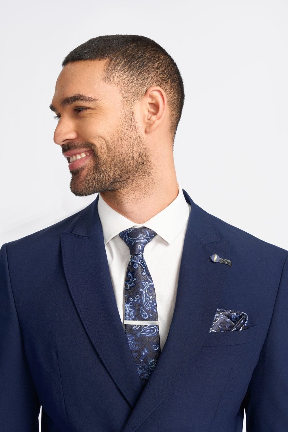 Men’s Wool Mix Double Breasted Slim Fit Suit – VICTORIOUS - Navy Blue