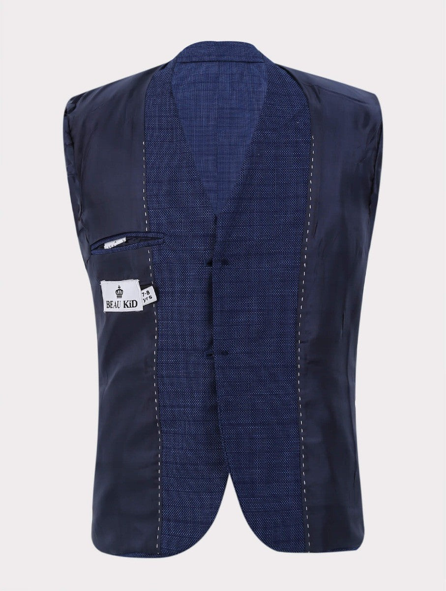 Boys Textured Check Suit - Joseph Blue - Blue