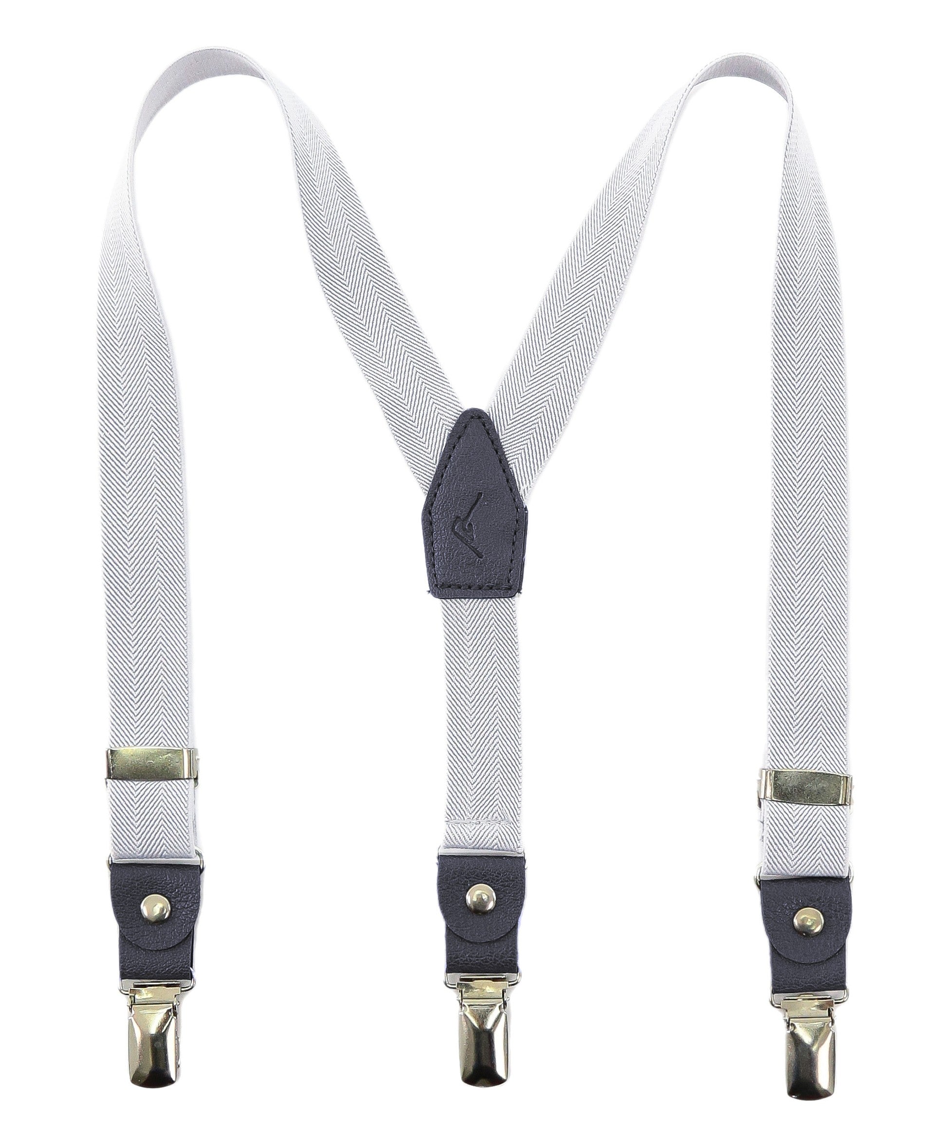 Boys Adjustable Y-Shape Suspenders - White Navy